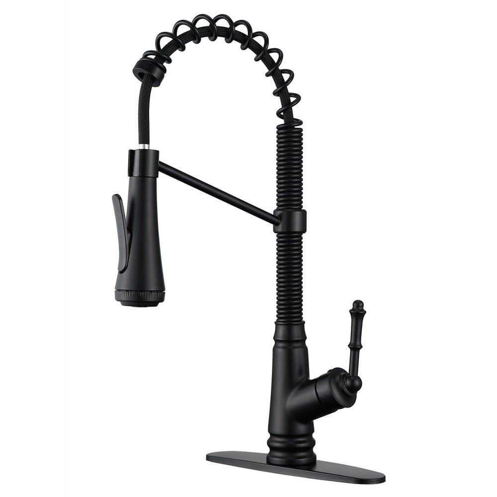 Matte Black Pull-Out Spray Single Handle Kitchen Faucet