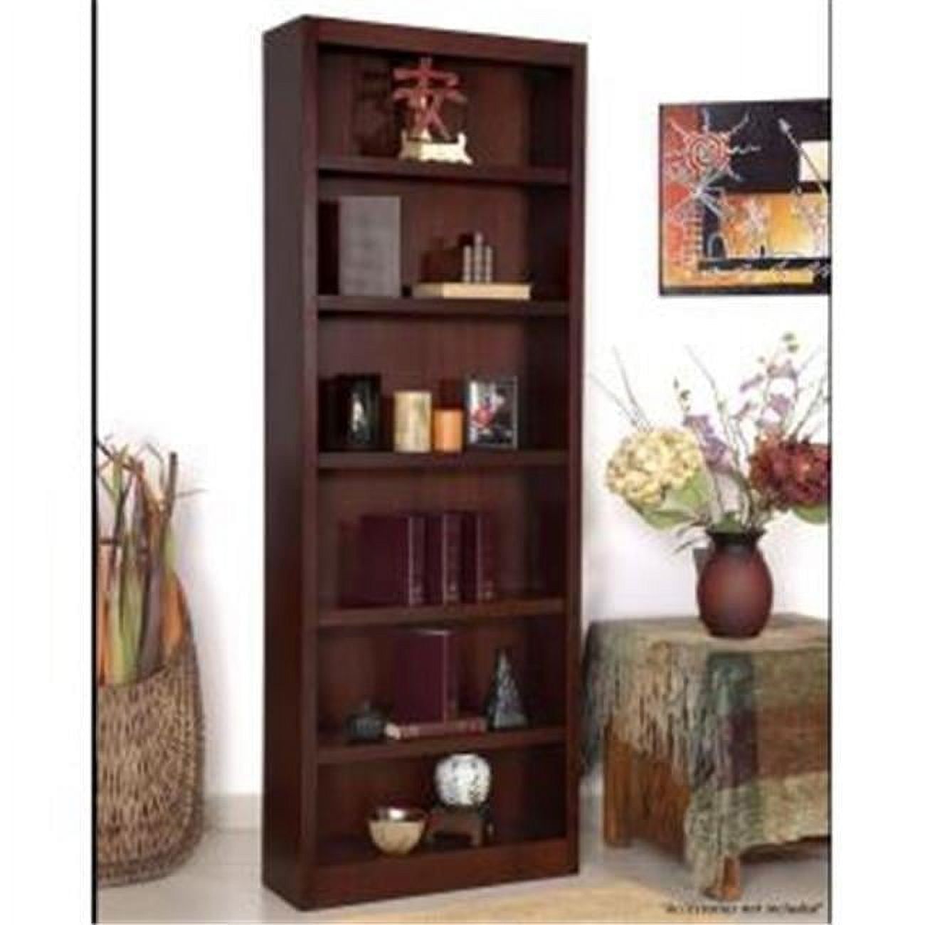 Espresso Finish Solid Wood Adjustable 6-Shelf Bookcase