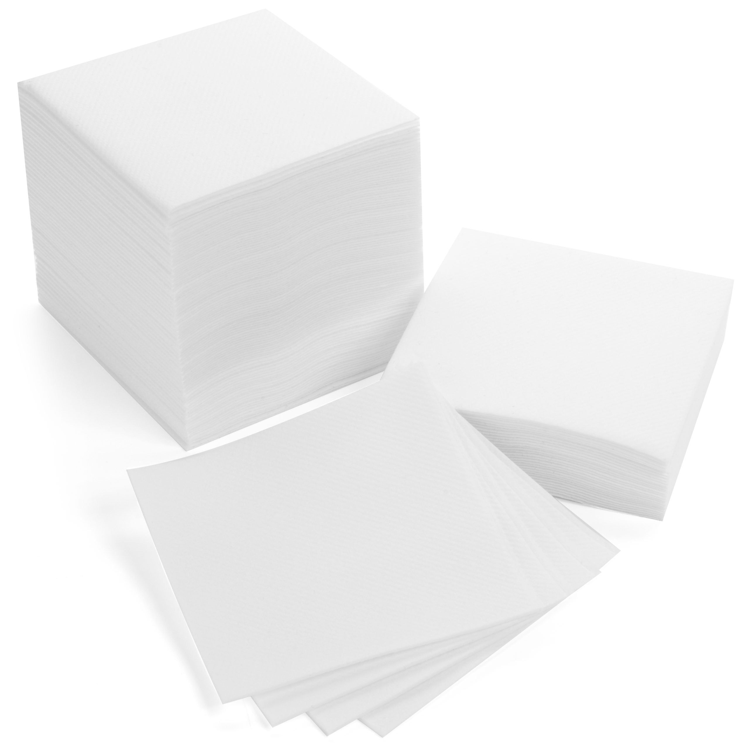 White Linen-Like Disposable Cocktail Napkins, 100-Pack, 4.75" x 4.75"