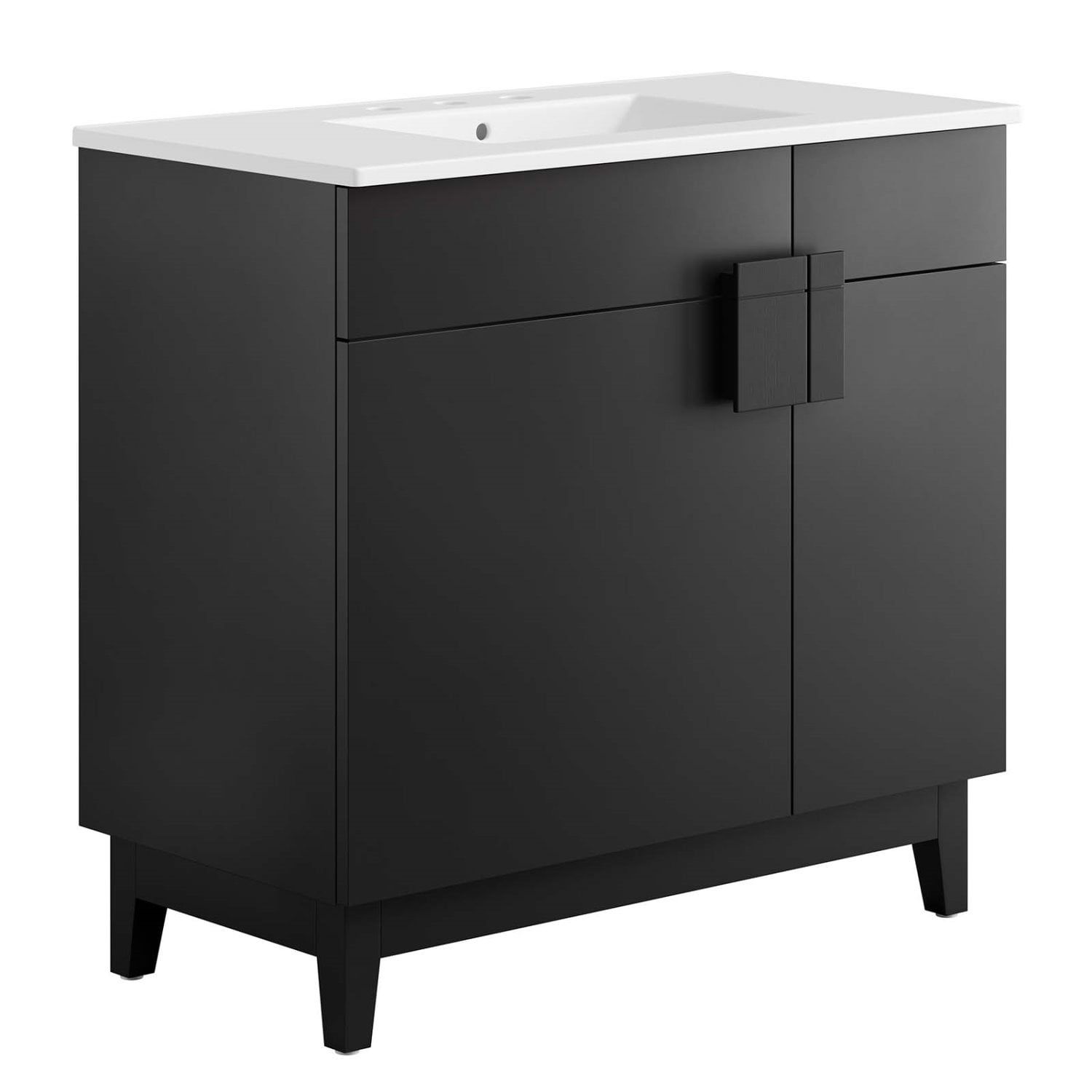 Miles 36" White and Black Modern Bathroom Vanity