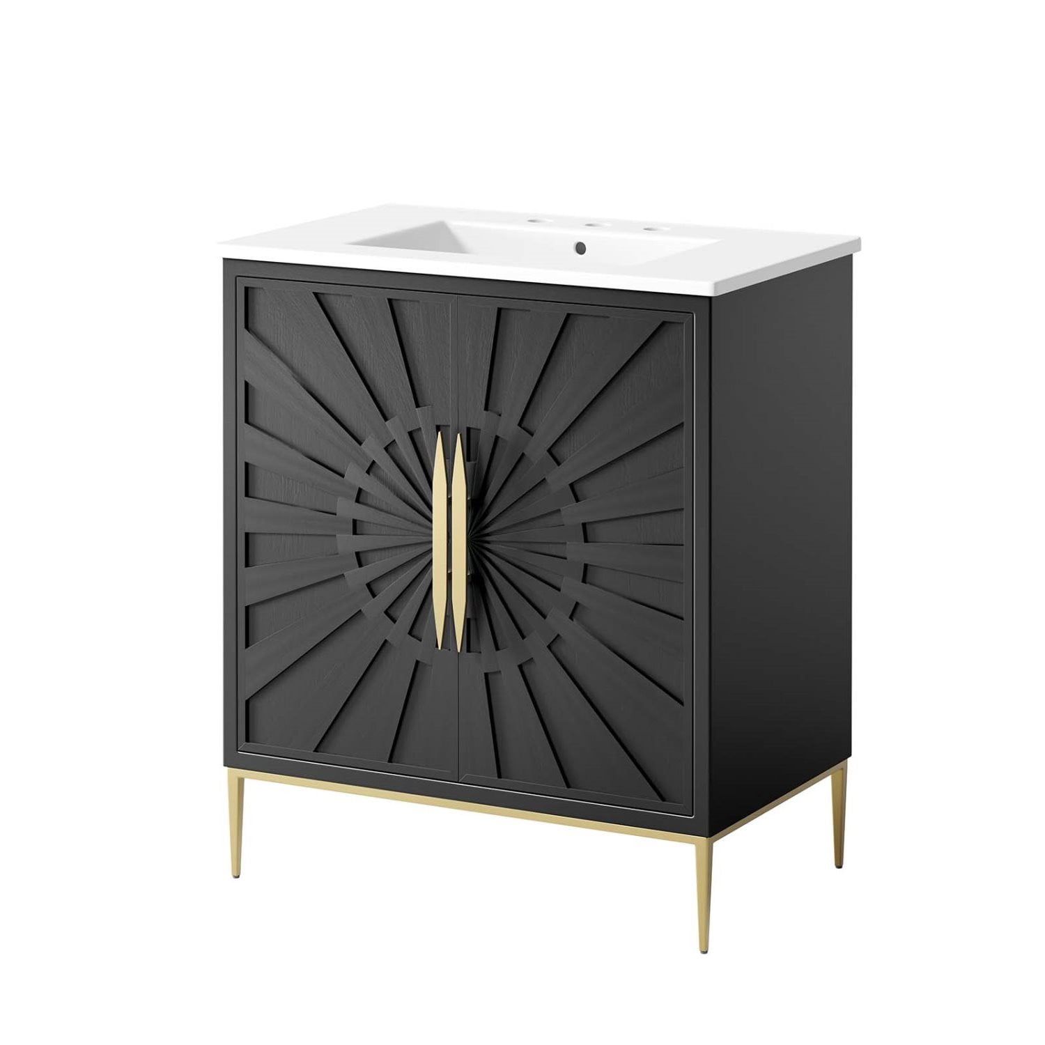 Awaken 30" Black and White Wood Bathroom Vanity