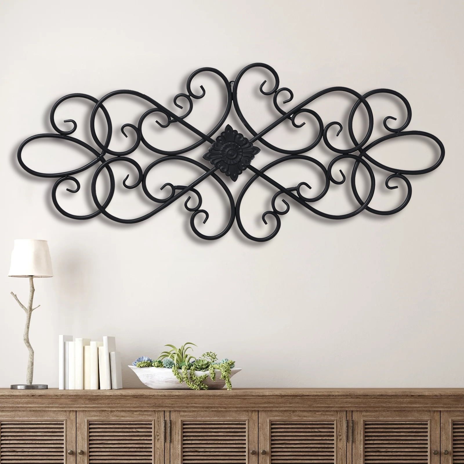 Black Wrought Iron Scroll Wall Art 31.5" x 1.2"