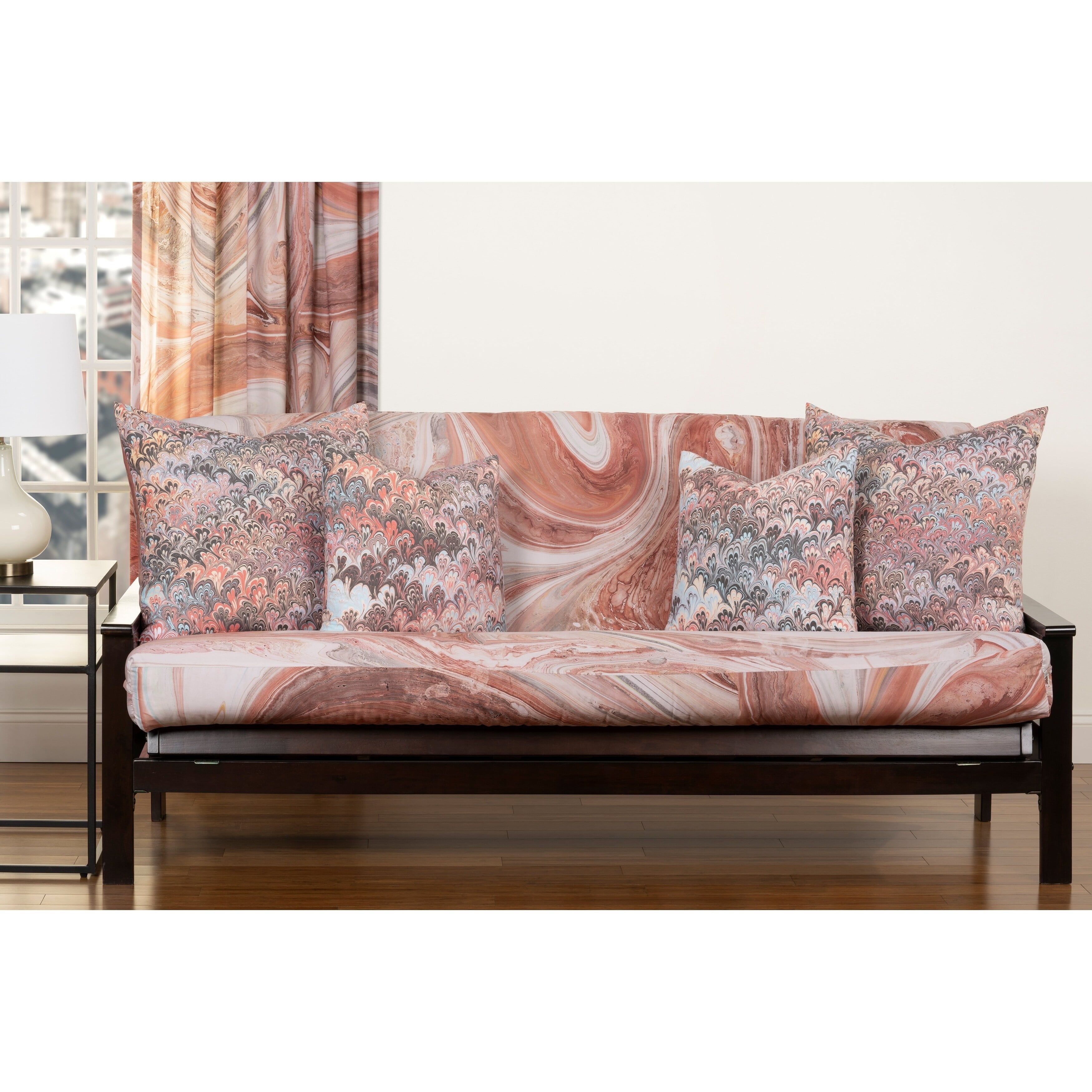 Queen Size Red and Beige Polyester Futon Cover