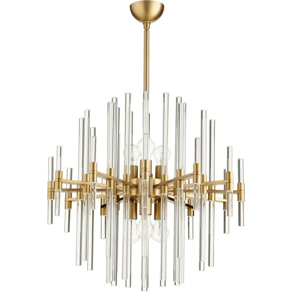 Aged Brass and Glass 26" Modern Pendant Light