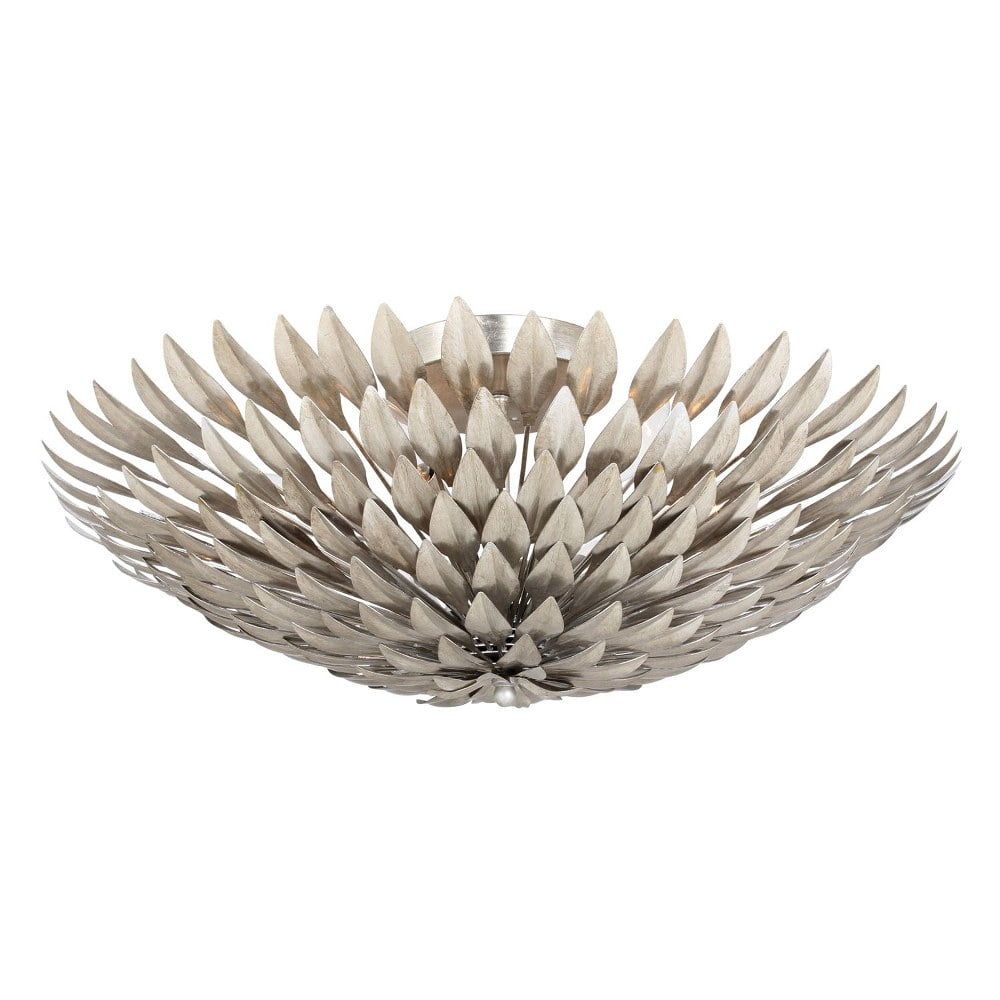 Elegant Antique Silver LED Crystal Bowl Ceiling Light