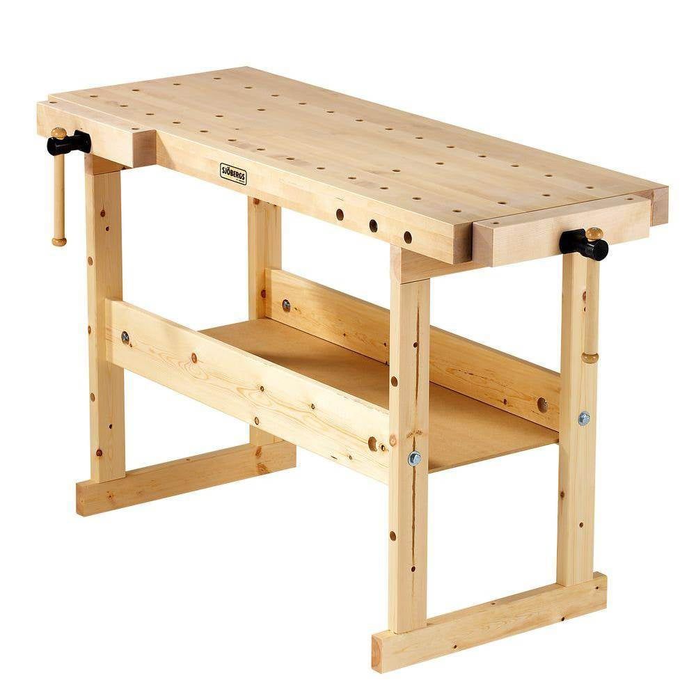 Compact Nordic Birch Workbench with Dual Vises for Hobbyists