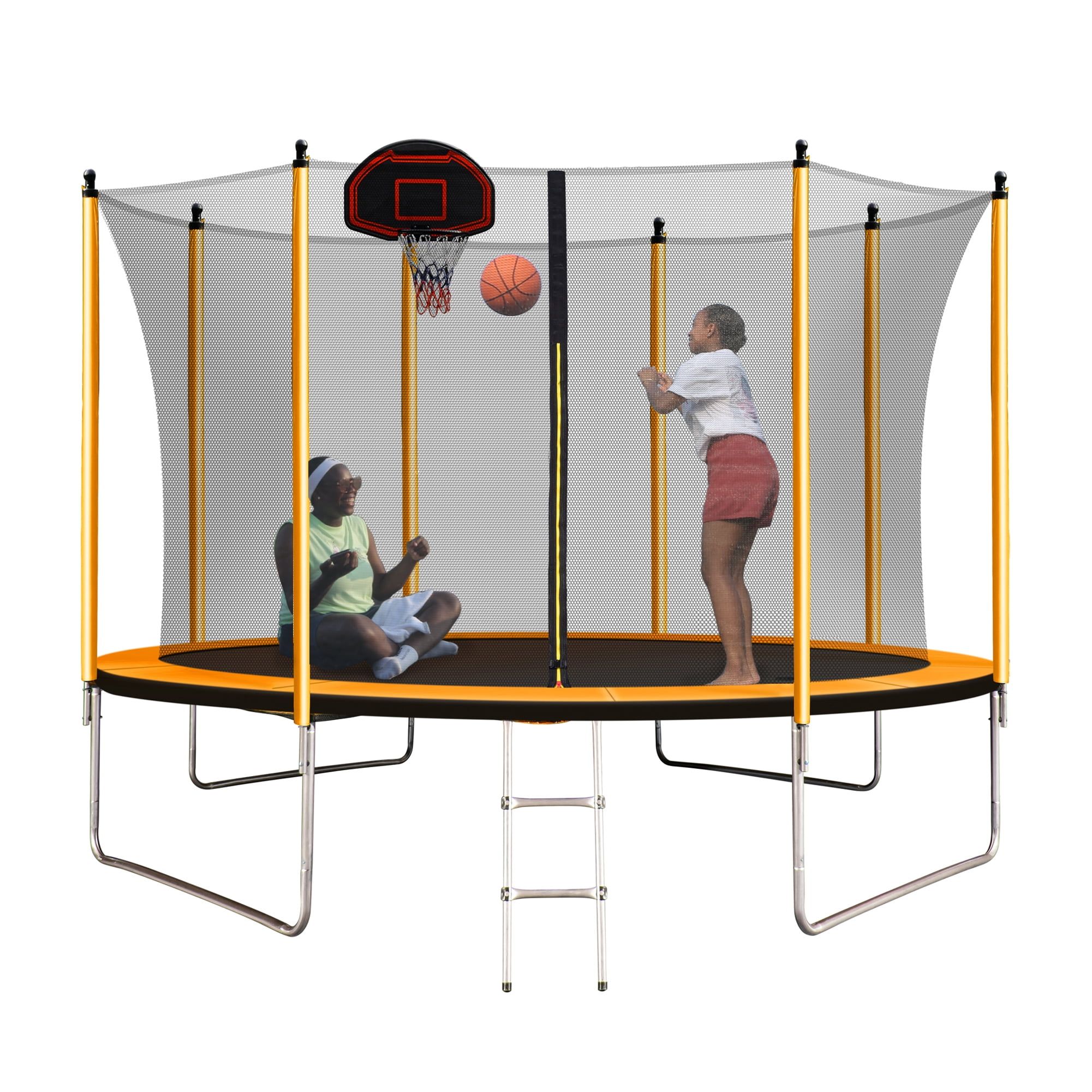 SkyBound 10ft Orange Round Trampoline with Enclosure Net