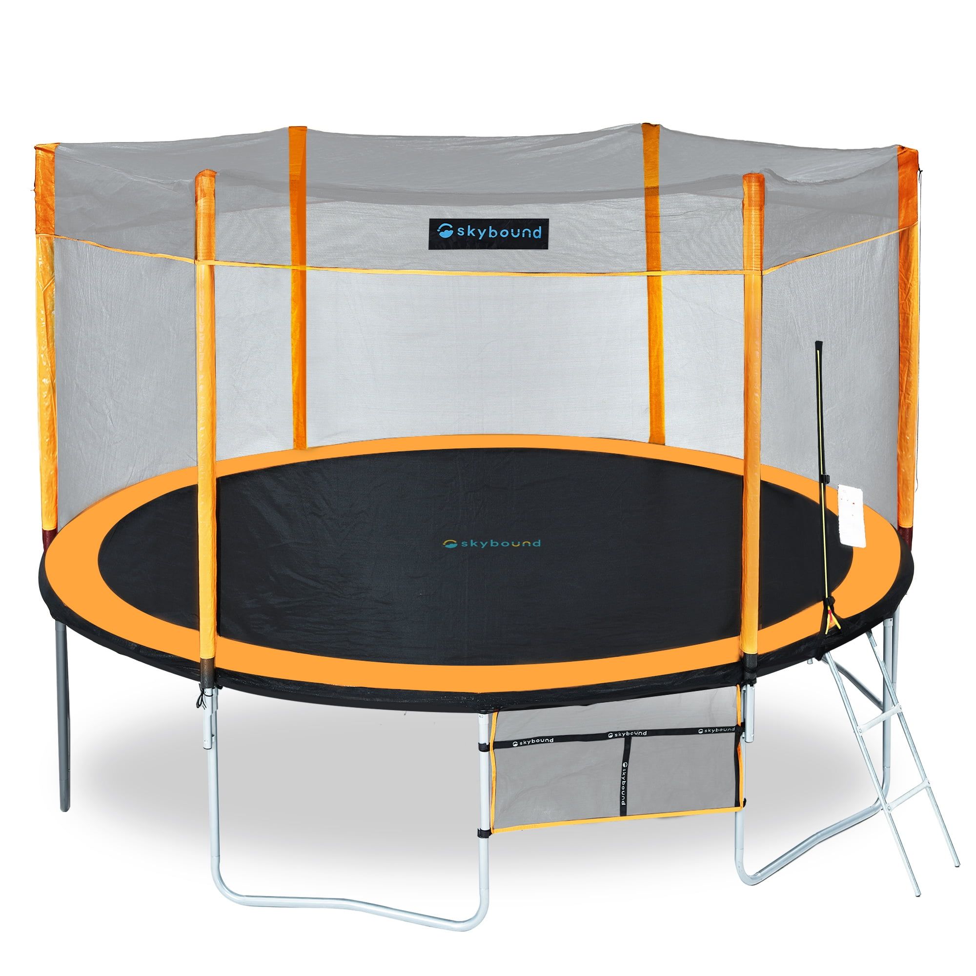 SkyBound 15ft Orange Round Trampoline with Enclosure Net