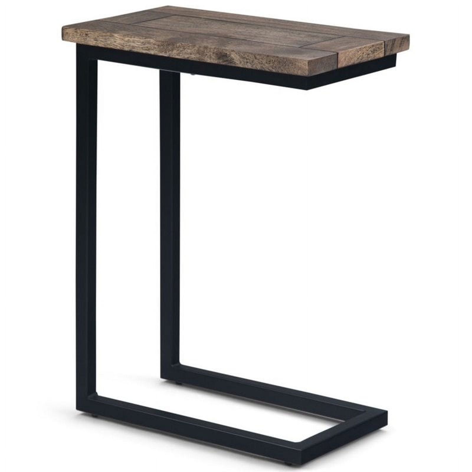 Skyler Beach Brown Wood and Metal Rectangular Side Table