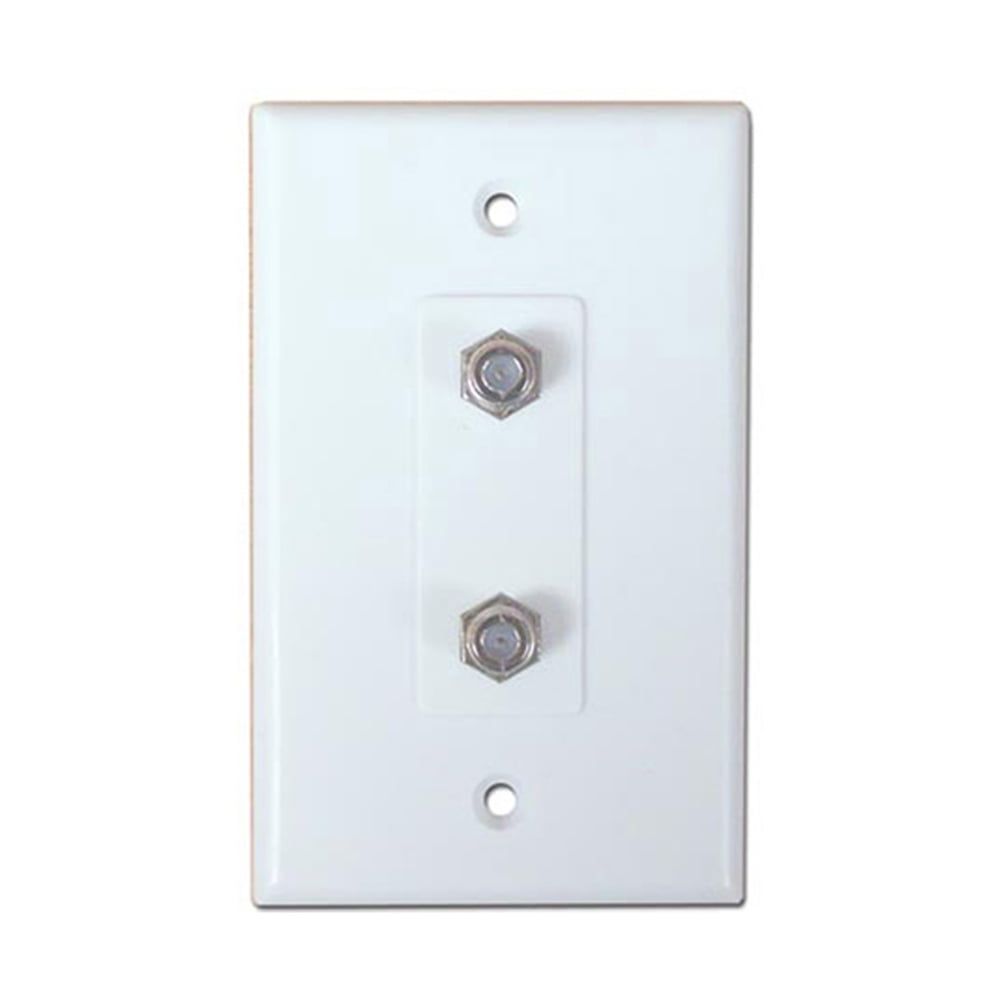 White Single Gang Dual F-81 Coaxial Wall Plate