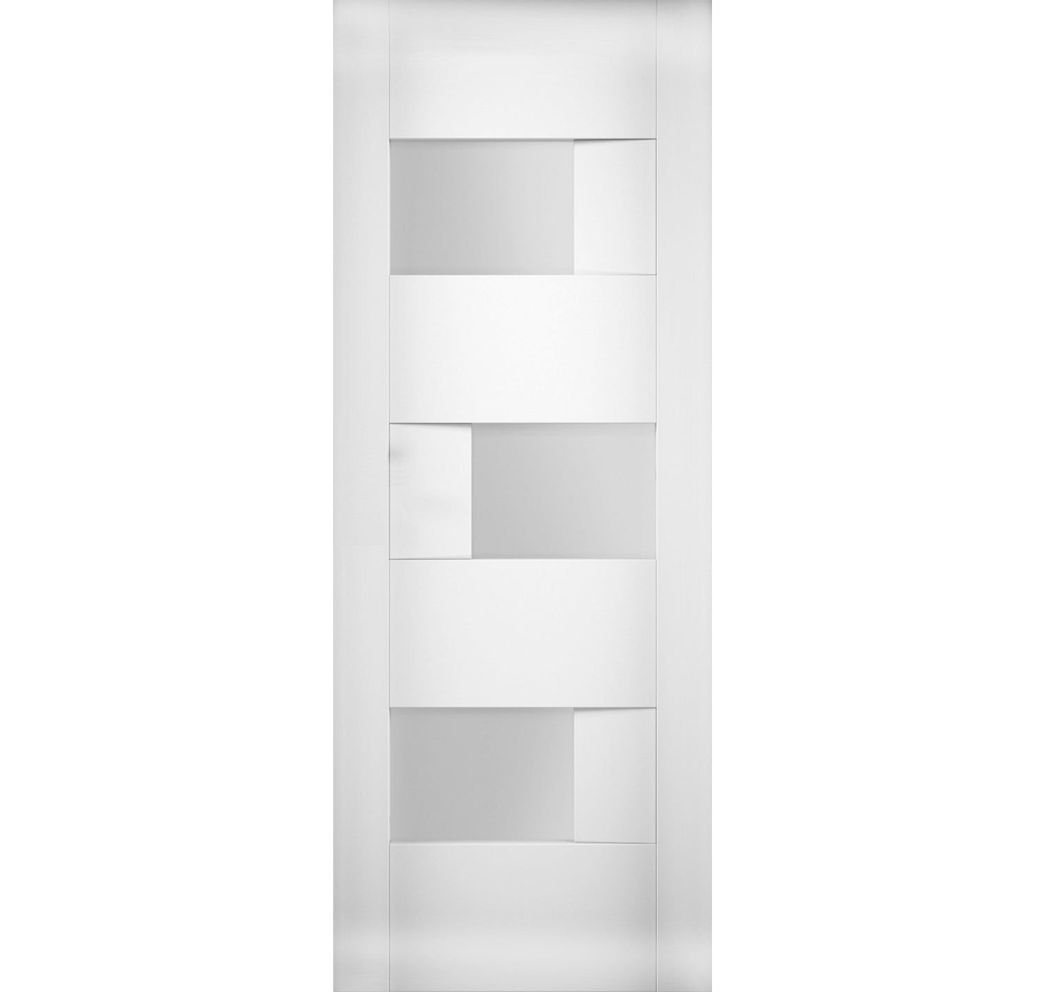 White Silk Modern MDF Door with Opaque Glass Panels