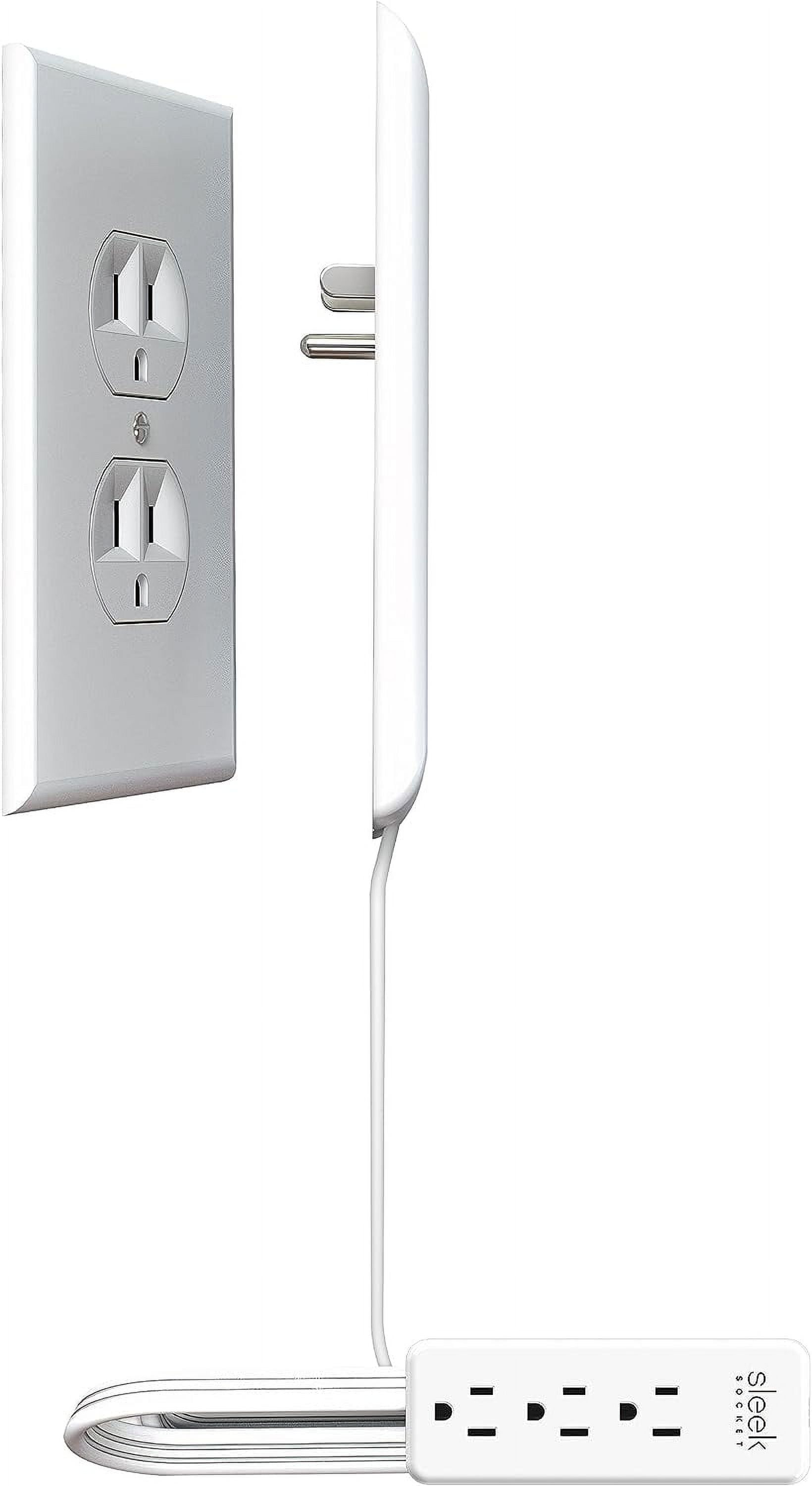 Ultra-Thin White 3-Outlet Concealer with 3 ft Cord