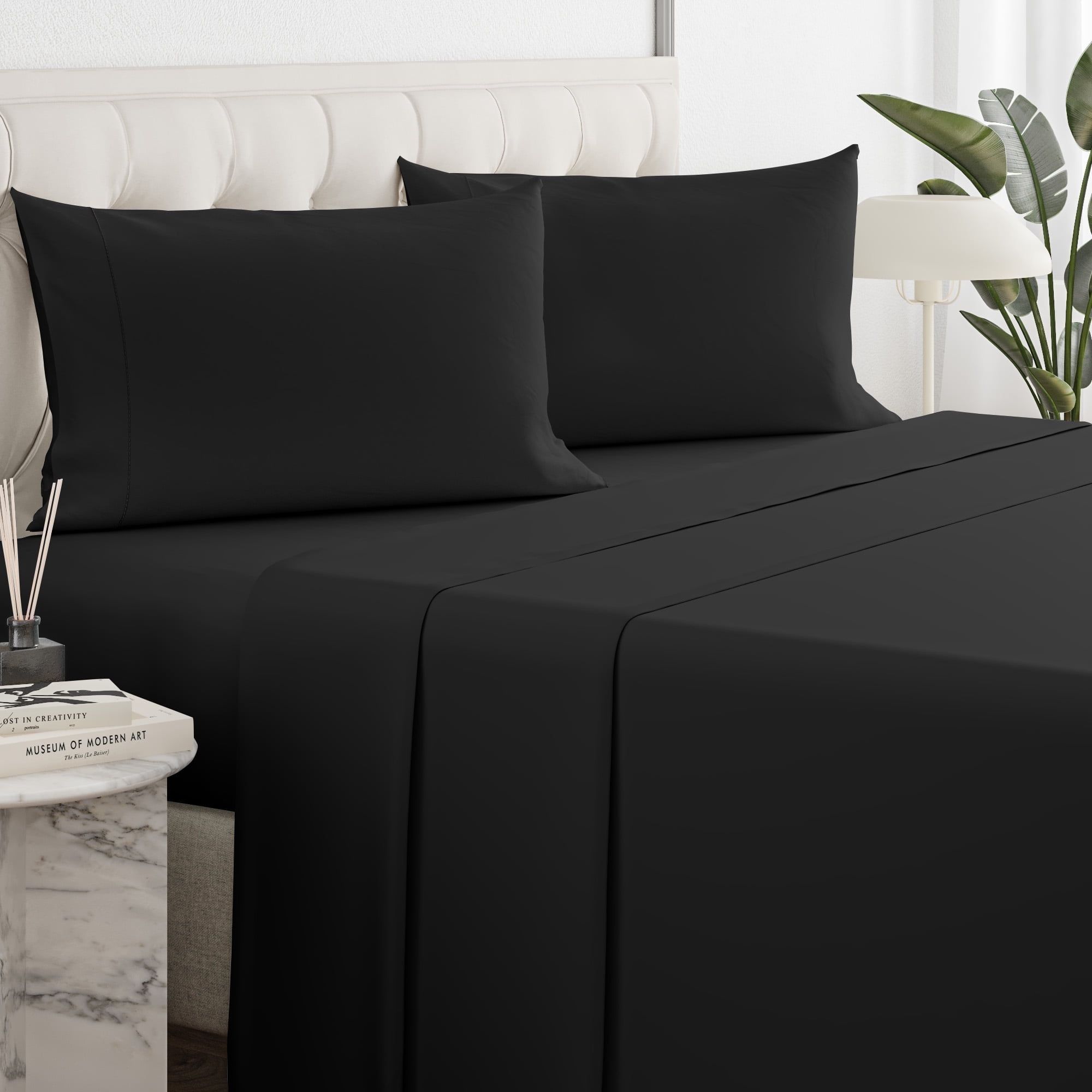 Black Queen Deep Pocket Microfiber 4-Piece Sheet Set