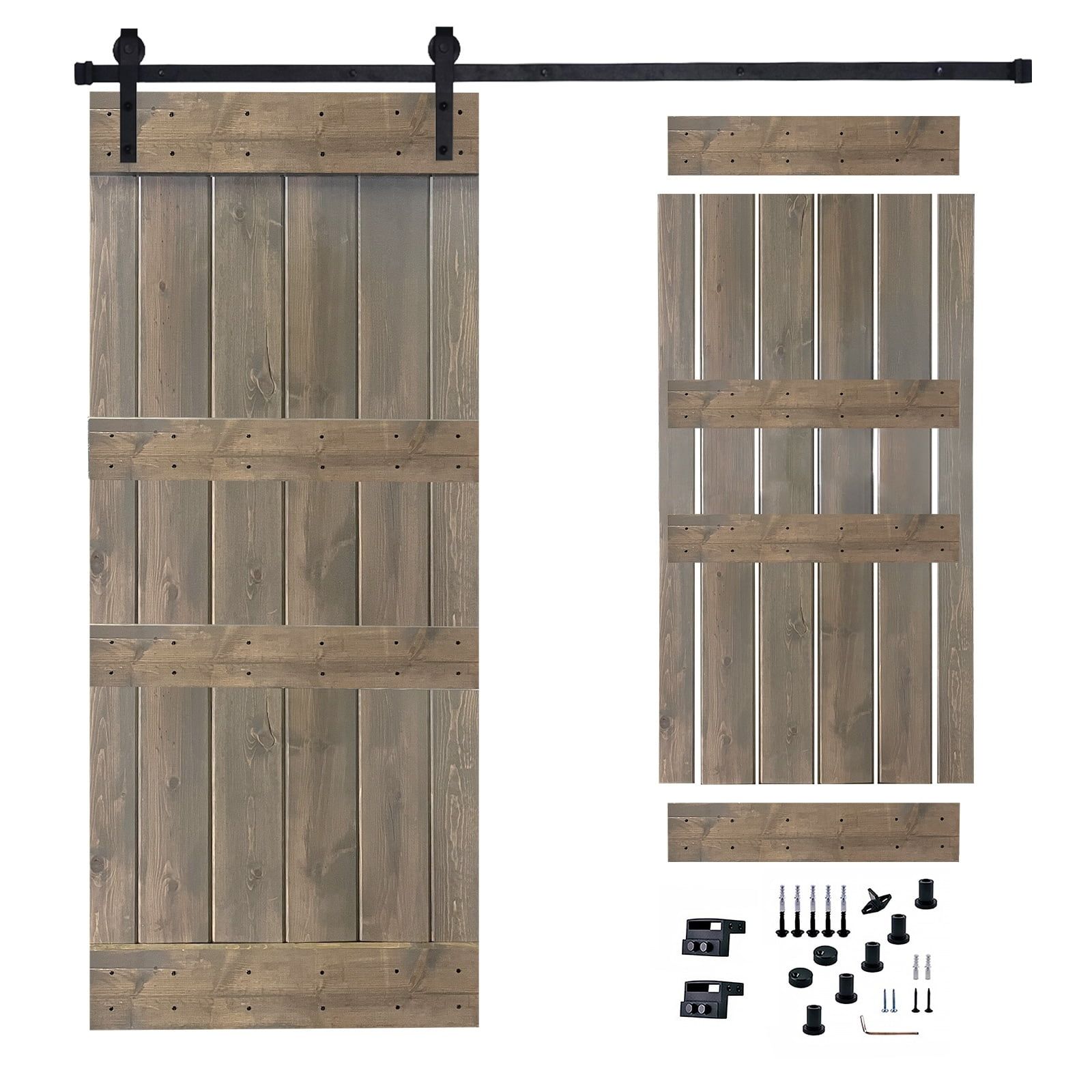 Briar Smoke 30" Knotty Pine Sliding Barn Door with Hardware Kit