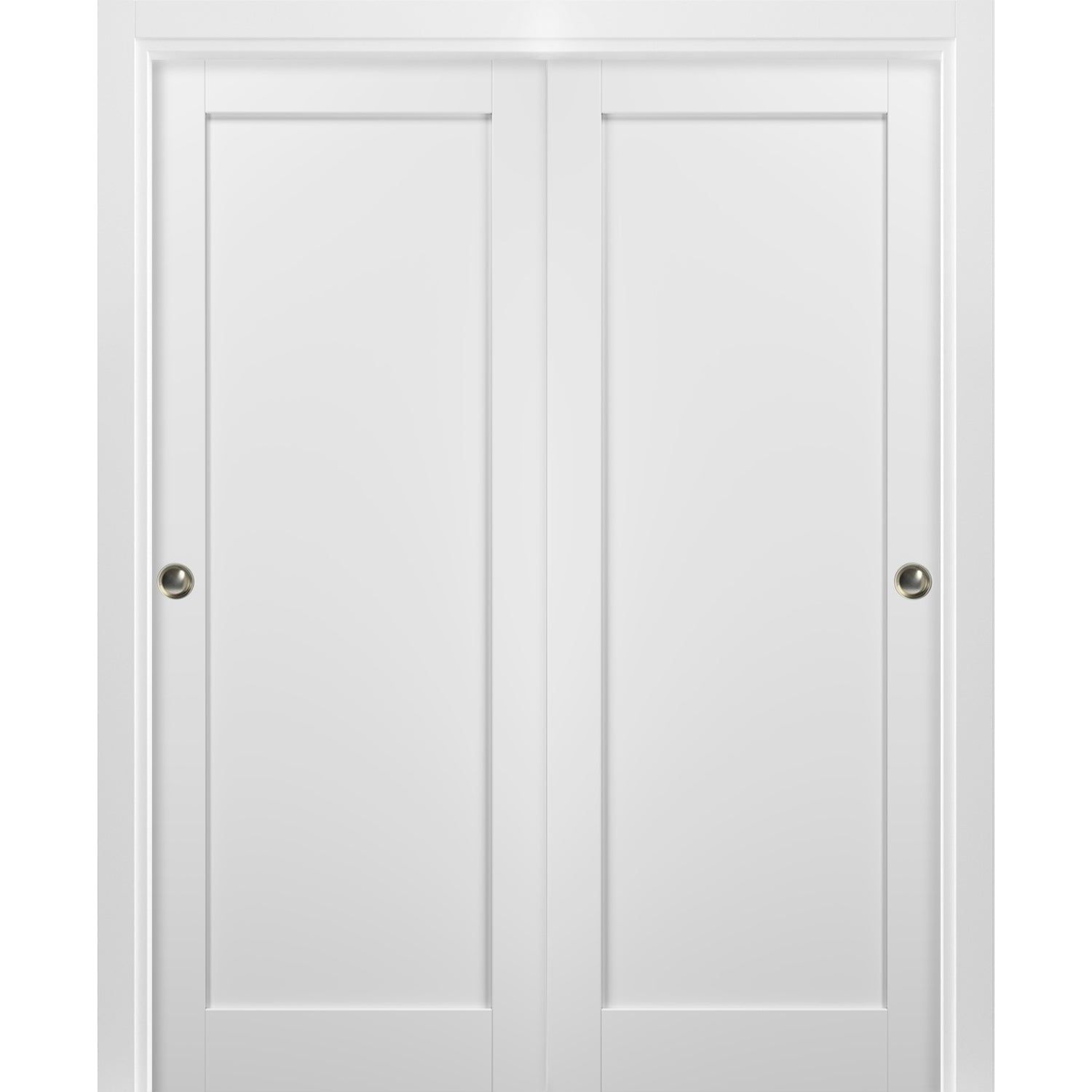 Quadro 4111 White Silk Sliding Closet Bypass Doors with Hardware