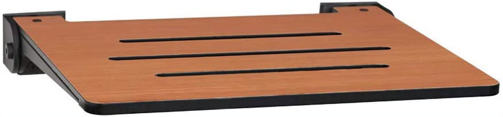 Teak and Black Folding Wall Mount Shower Bench