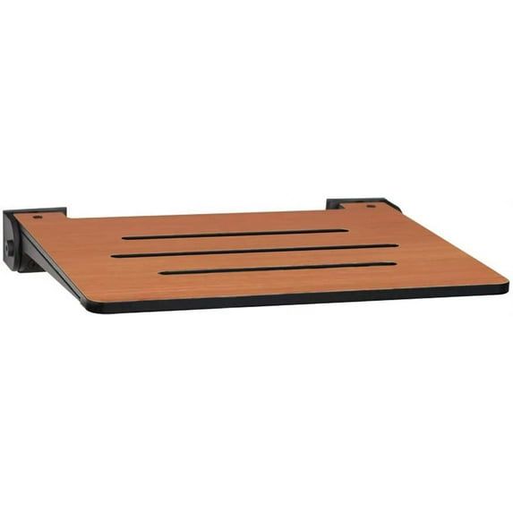 Teak and Black Folding Wall Mount Shower Bench