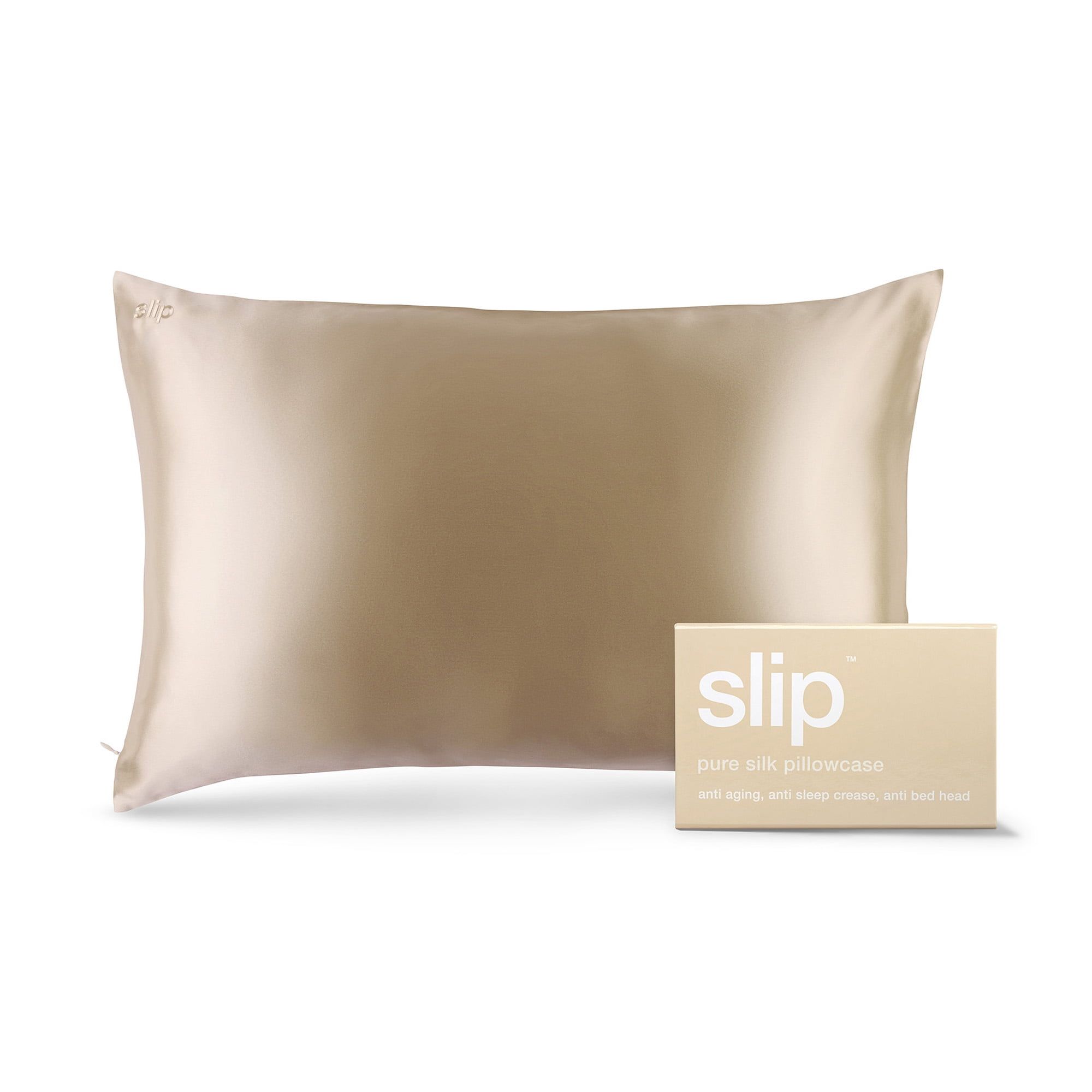 Elegant Embroidered Cotton-Silk Standard/Queen Pillowcase in Caramel