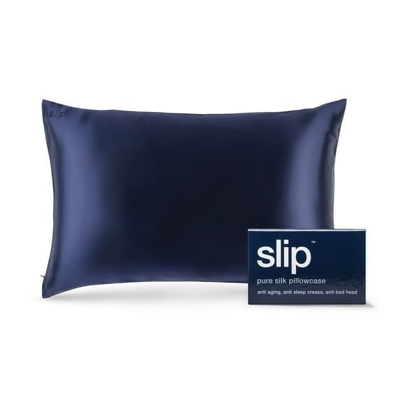 Navy Satin Silk Hypoallergenic Queen Pillowcase