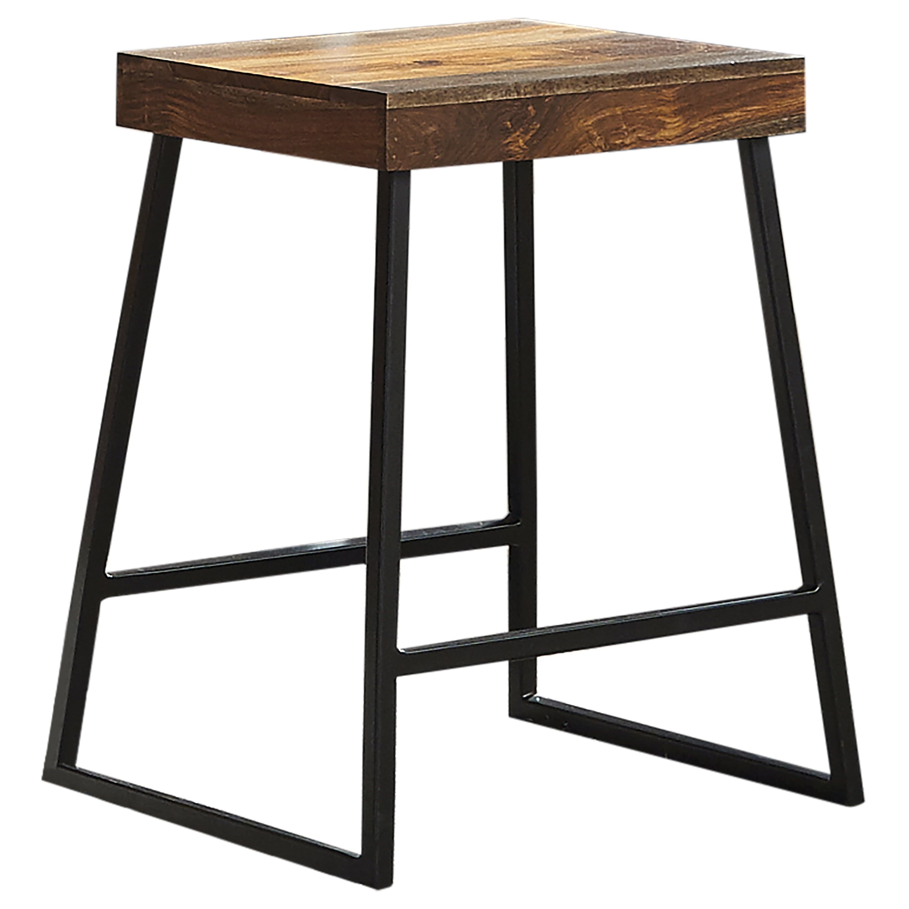 Rustic Wood and Black Metal Counter Stool