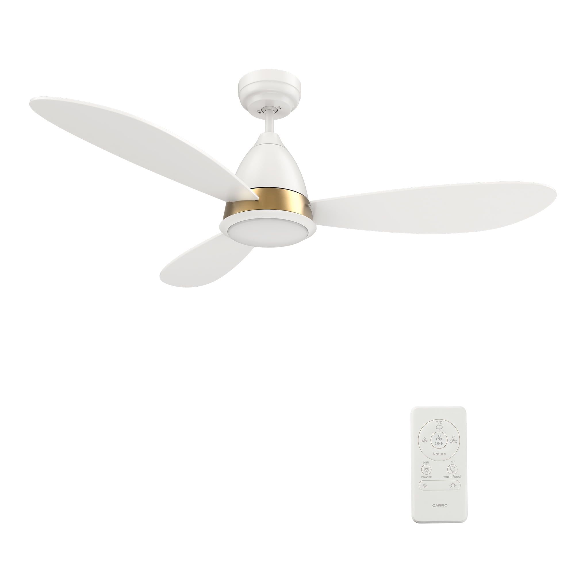 Fayette 52'' White and Gold Smart Ceiling Fan with LED Light