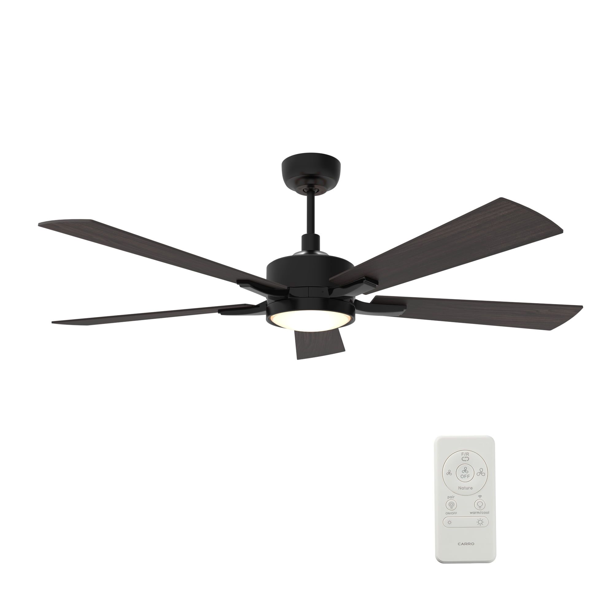 52-Inch Black Ceiling Fan with Remote and LED Light