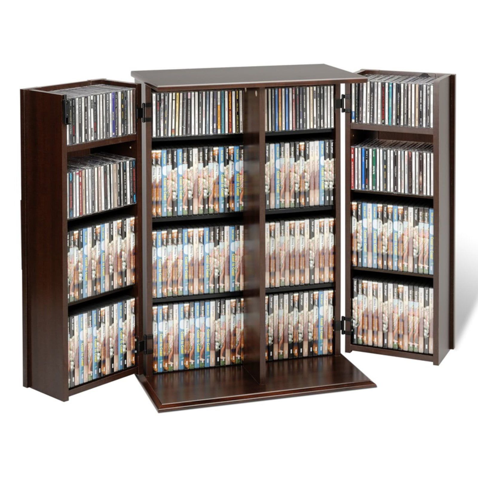 Espresso Laminated Wood Composite Media Storage with Lockable Doors