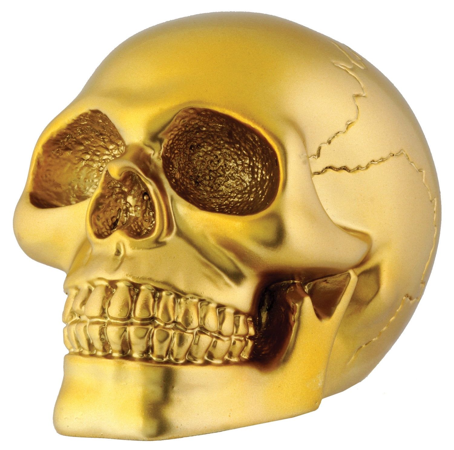 Small Gold Resin Skull Skeleton Figurine 2.75 Inches