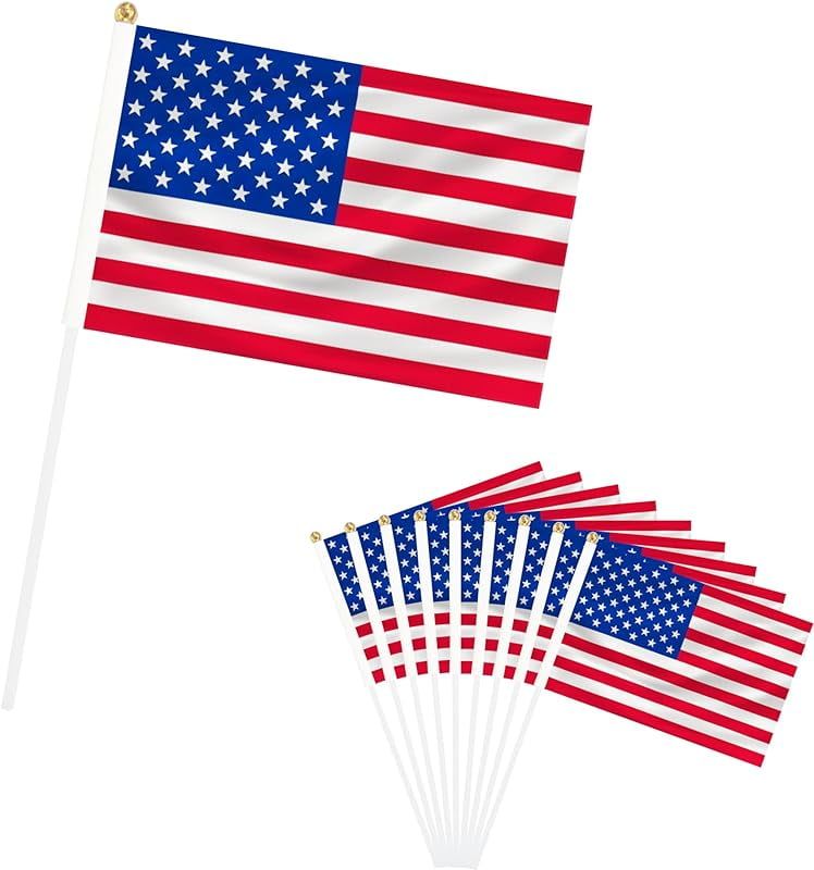 12 Pack Mini American Flags with 11.8 Inch Pole