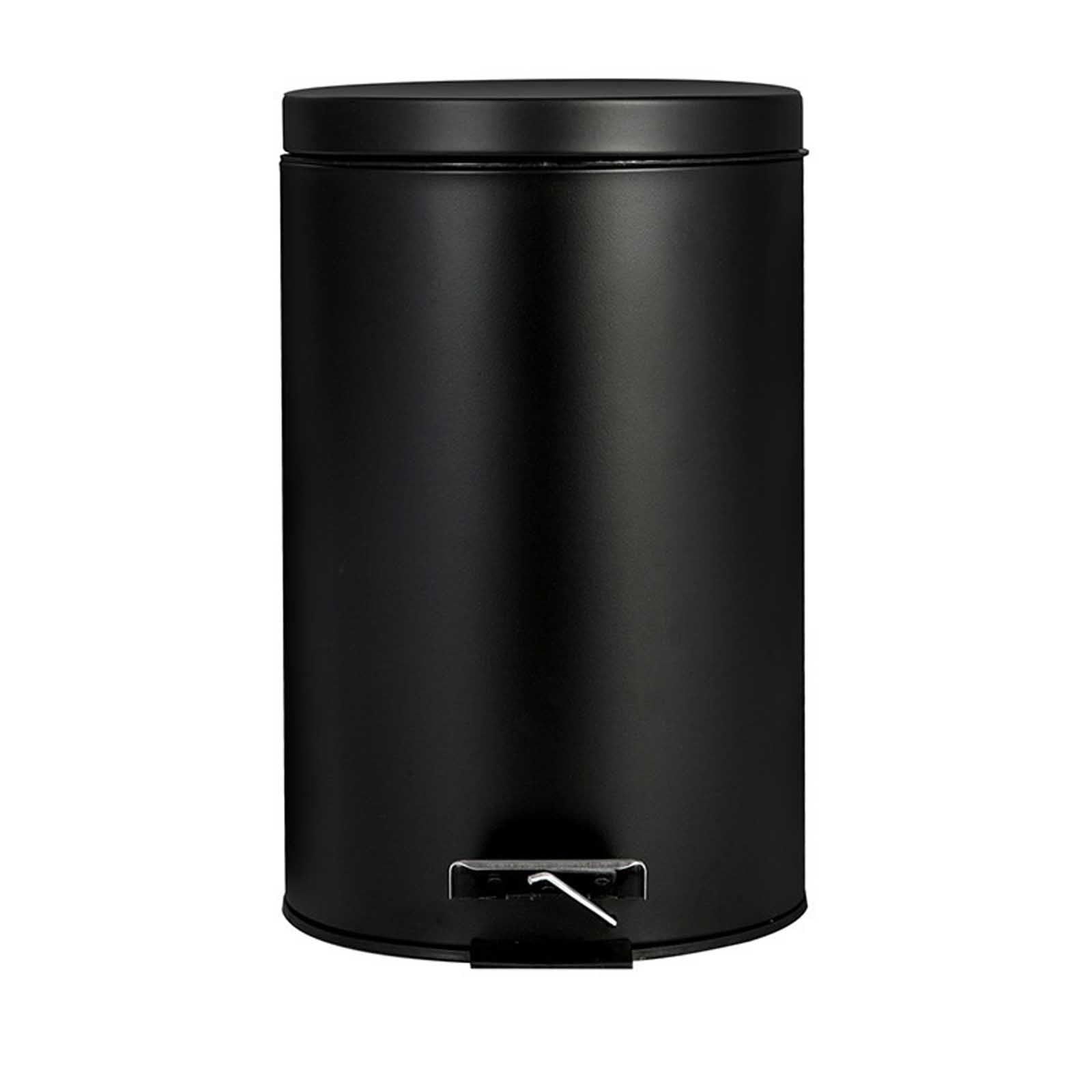 Compact Black Plastic Pedal Trash Can with Lid