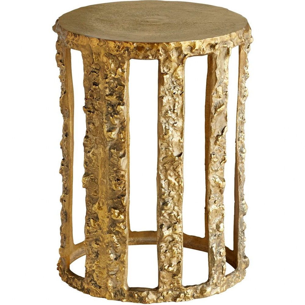 Elegant Gold Round Drum Side Table - 18" Height