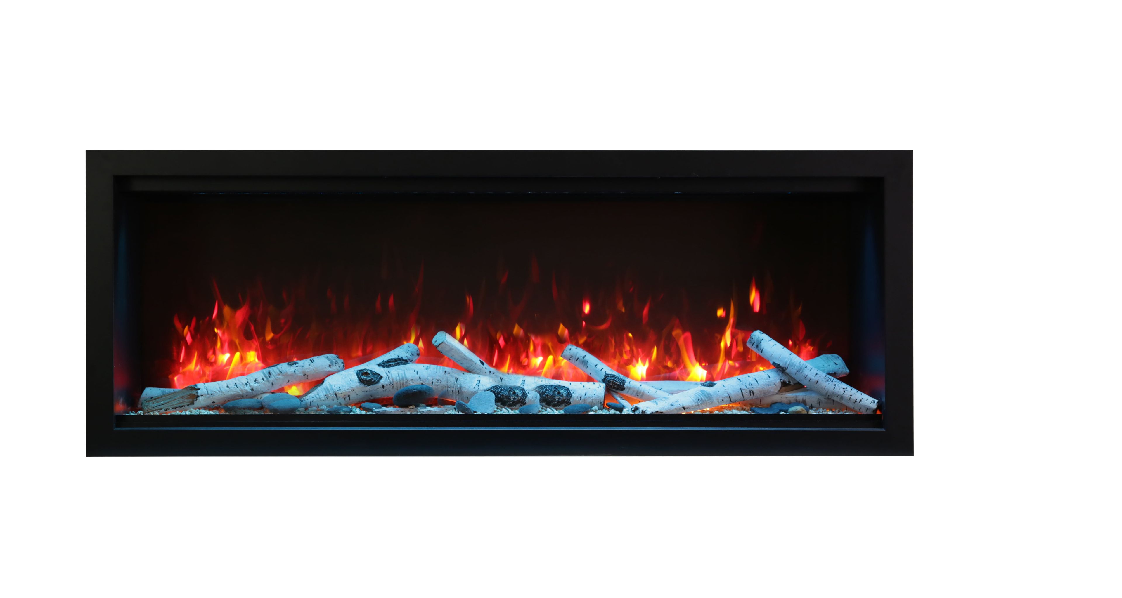 Smart 60" Black Electric Built-in Fireplace with Steel Surround