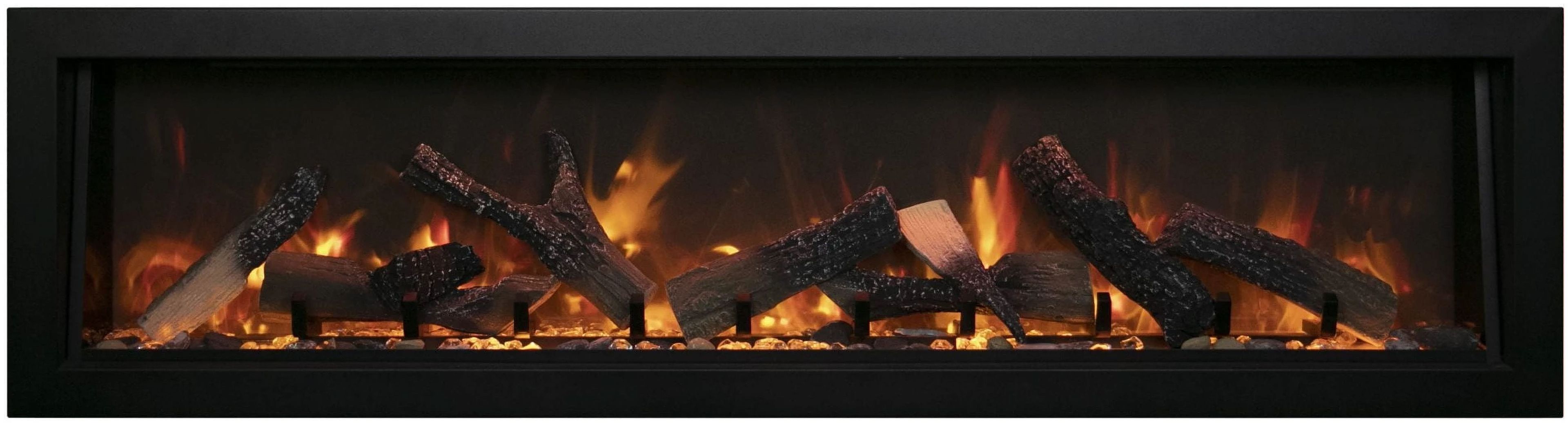 Panorama 72-Inch Black Steel Built-In Electric Fireplace