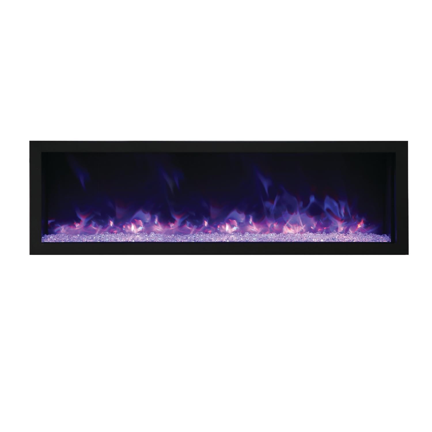 72" Black Steel Electric Fireplace with Driftwood Media