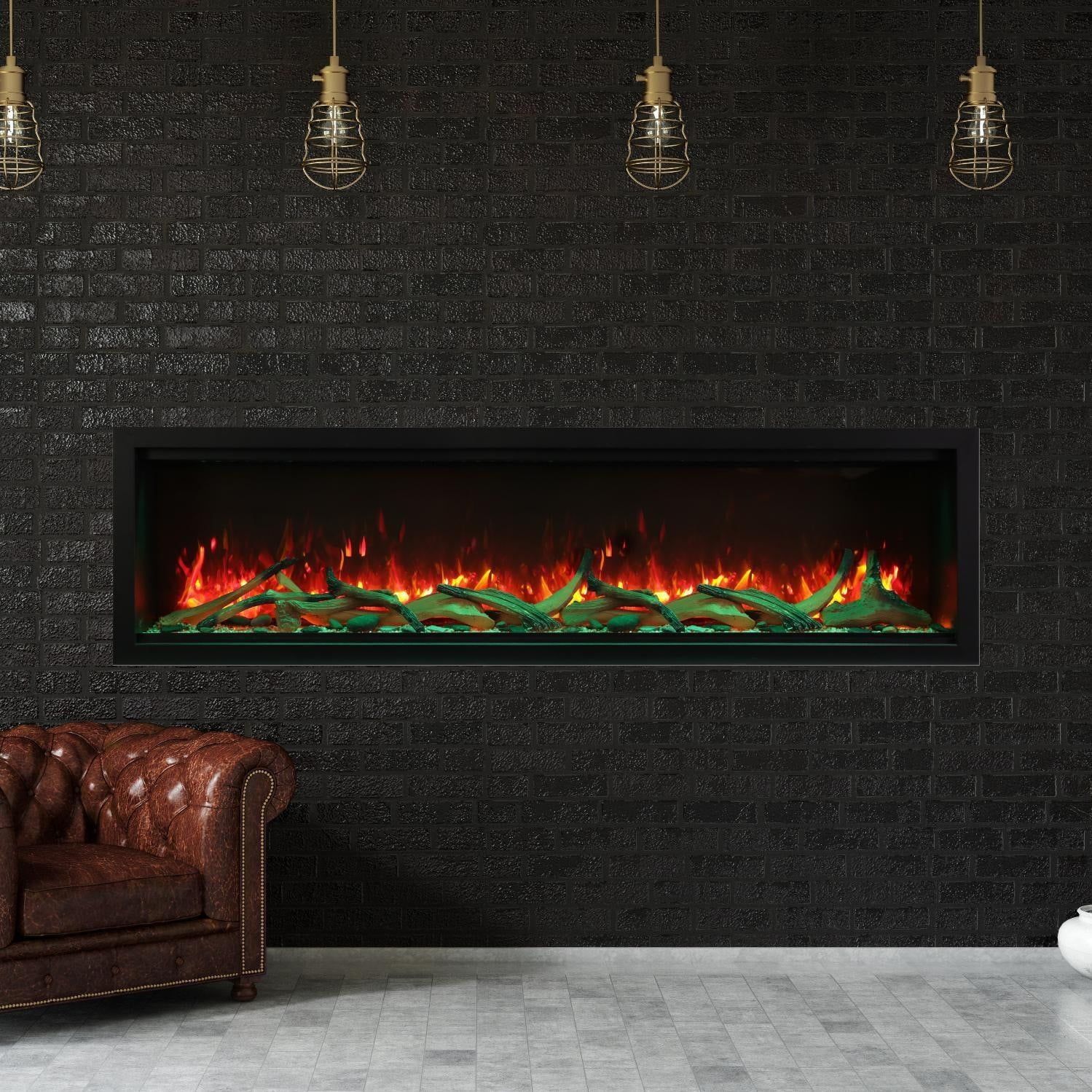 Amantii 74-Inch Black Electric Fireplace with Steel Surround