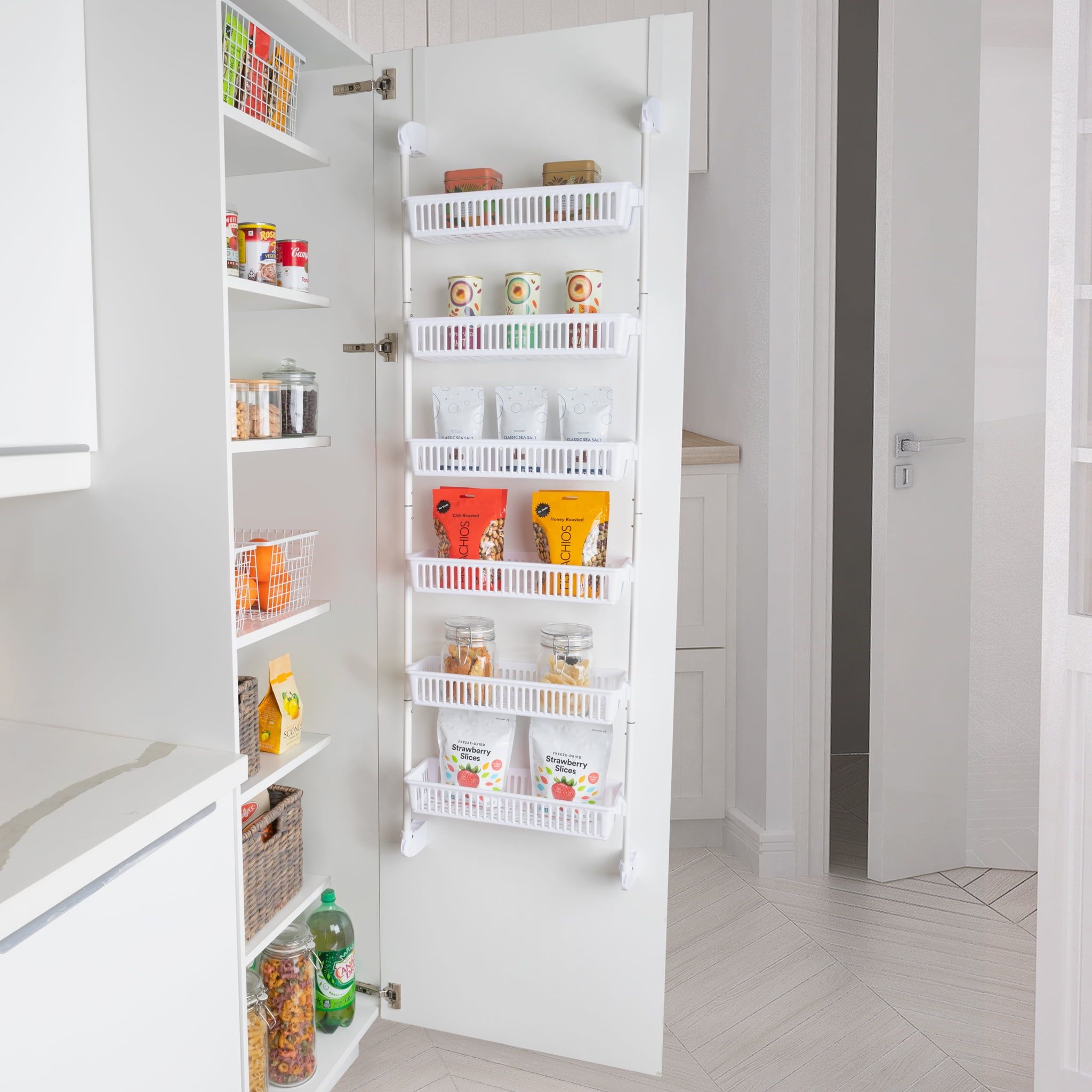 White 6-Tier Steel Over-The-Door Pantry Organizer