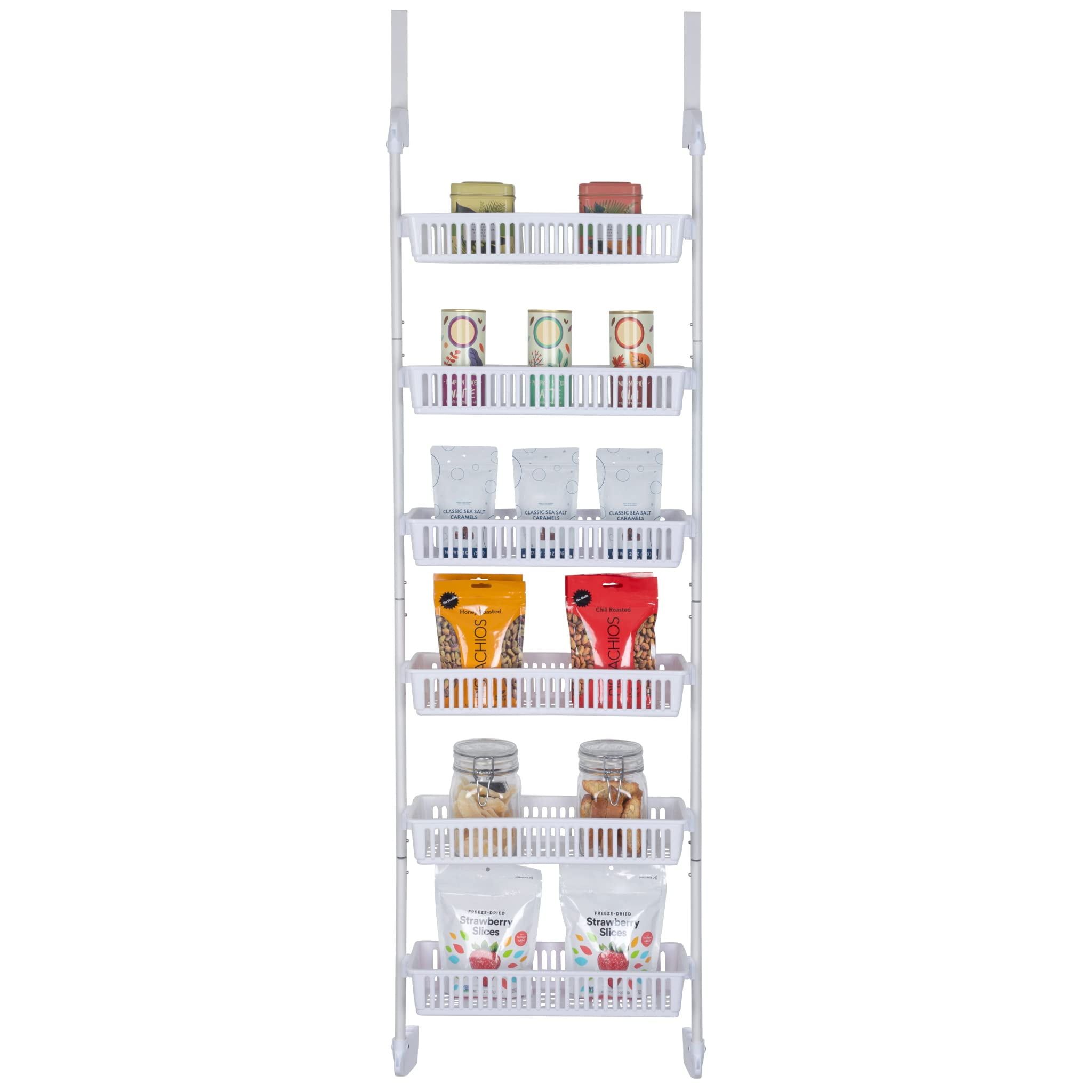 White Steel 6-Tier Over Door Adjustable Pantry Organizer