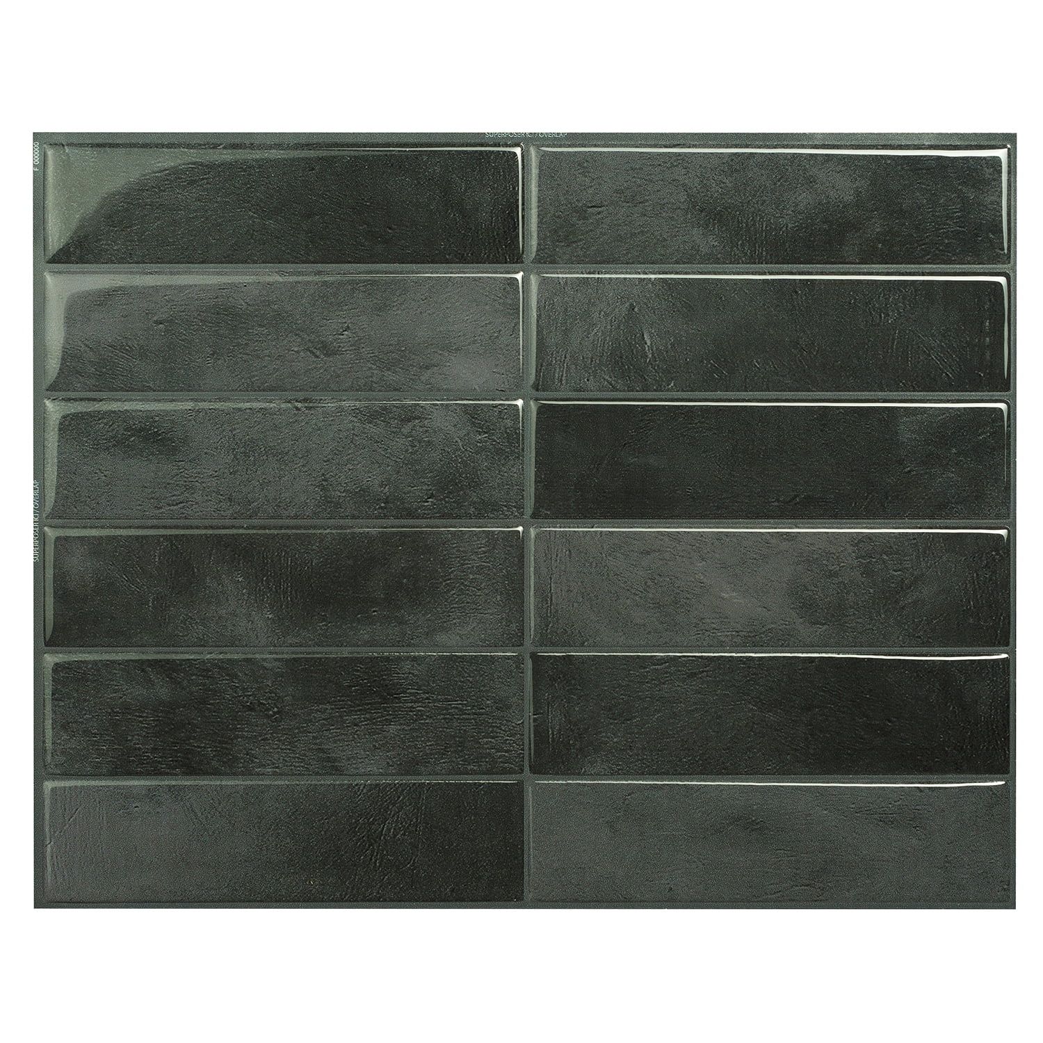 Black Glossy Peel and Stick Rectangular Backsplash Tiles