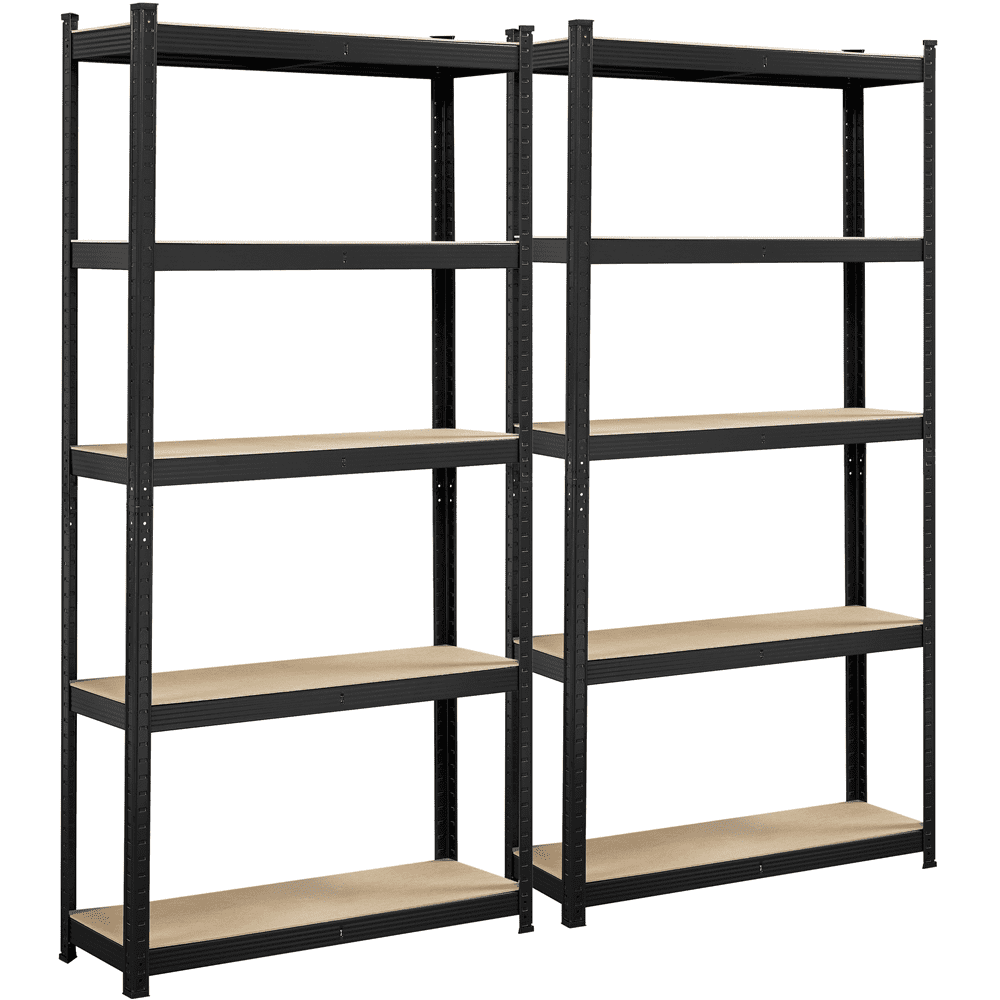 Black 5-Tier Adjustable Metal and MDF Garage Shelving Units