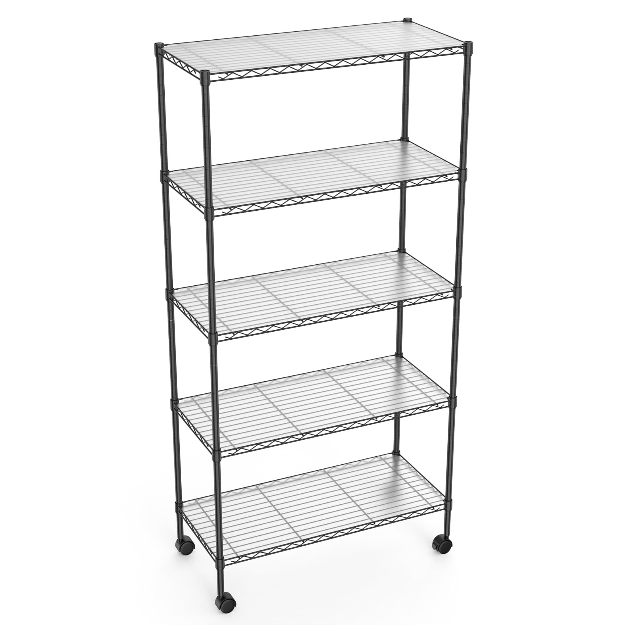 Black Heavy-Duty Steel 5-Tier Freestanding Shelving Unit