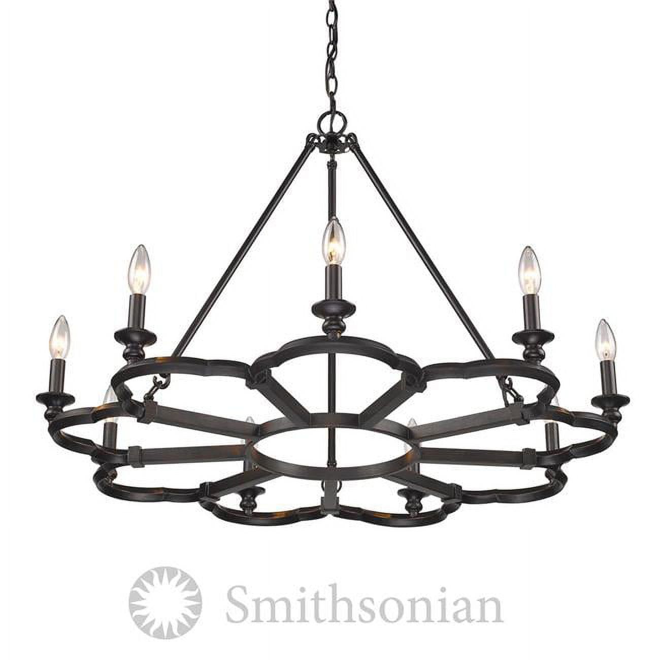 Smithsonian Castle Inspired Aged Bronze 9-Light Chandelier