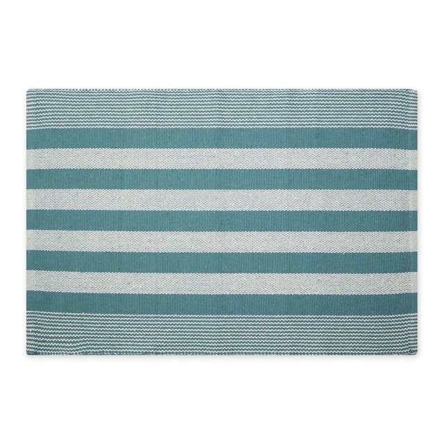 Smoke Blue and White Handwoven Recycled Yarn Rug 2x3 Ft