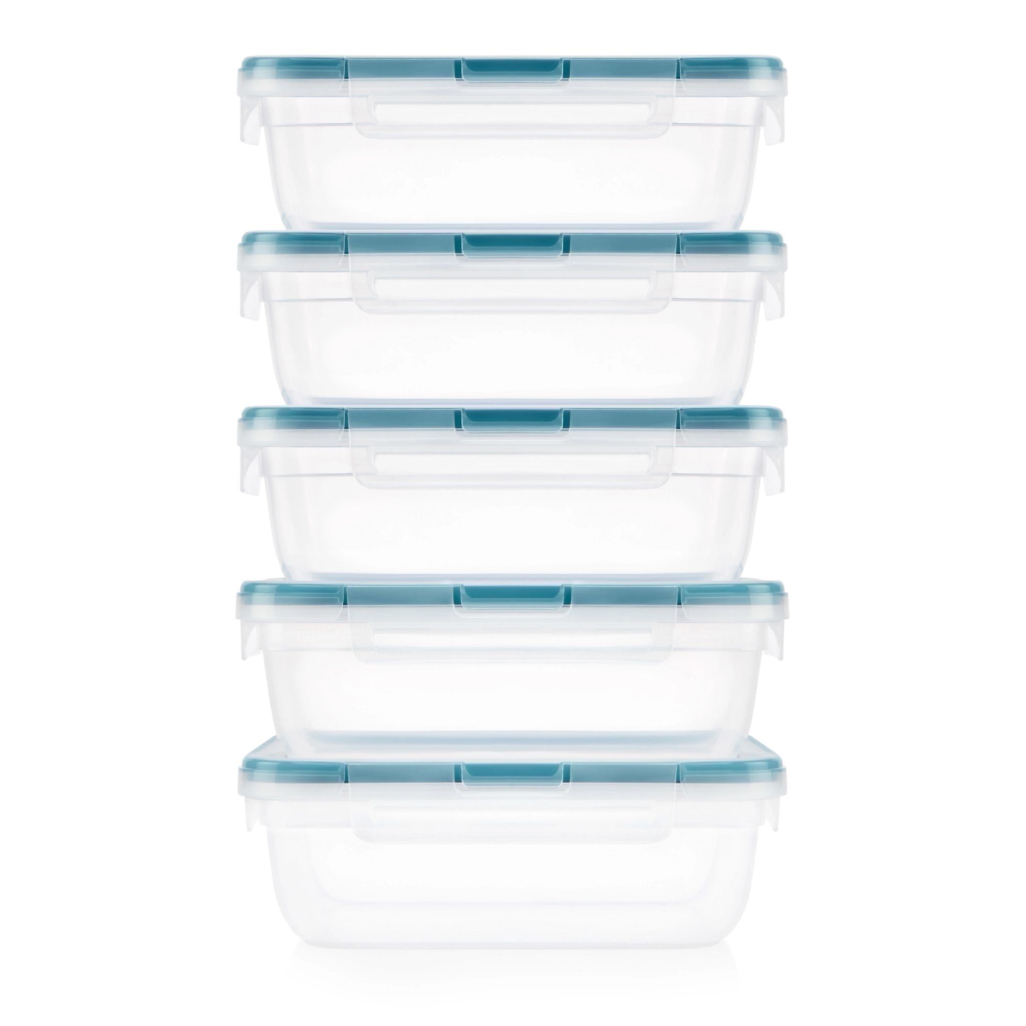 Clear Rectangular Plastic Meal Prep Containers with Latch Lids, 10-Piece Set