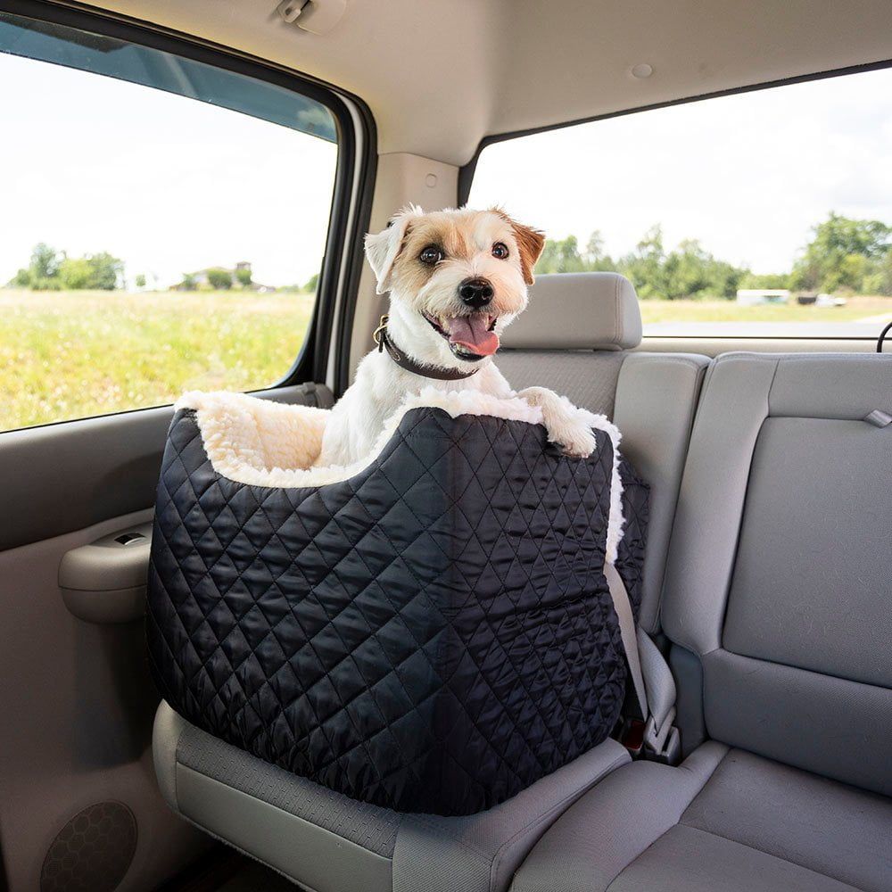 Small Black Quilted Soft-Sided Dog Car Seat