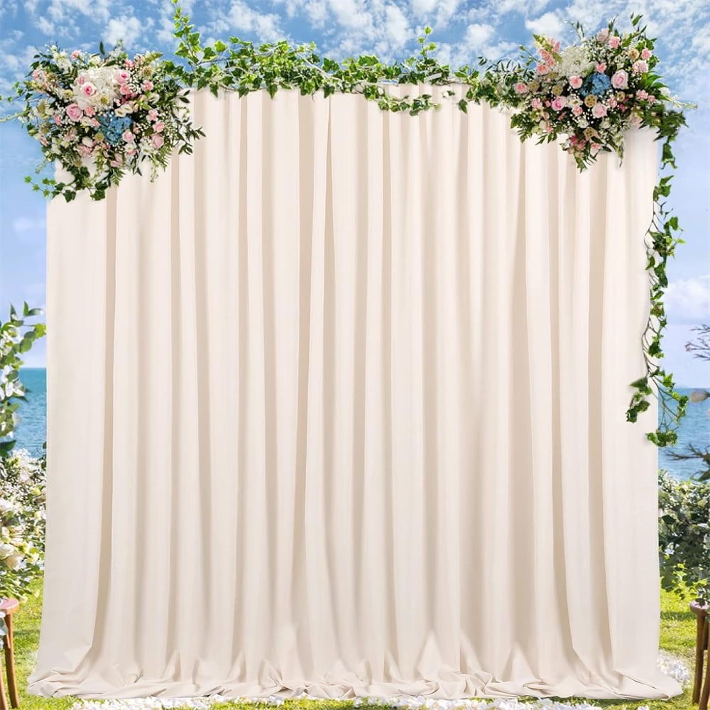 Ivory 5ft x 10ft Polyester Wedding Backdrop Curtains