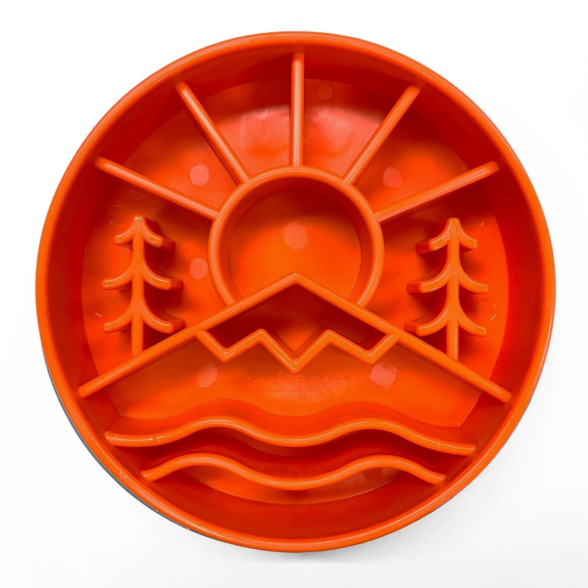 Orange Great Outdoors Design Slow Feeder Dog Bowl