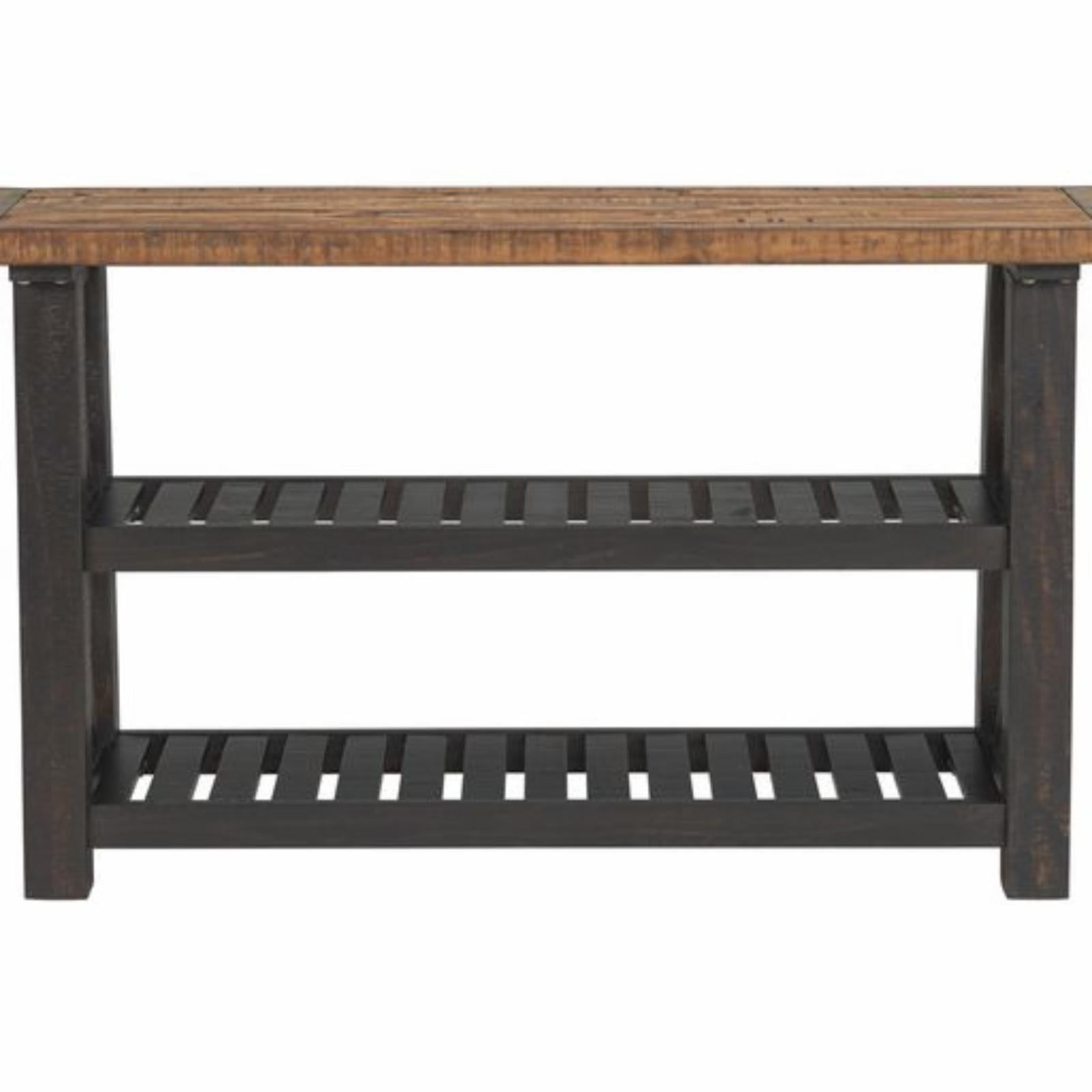 Bolton Industrial Rustic 55" Black Stain and Natural Sofa Table with Storage