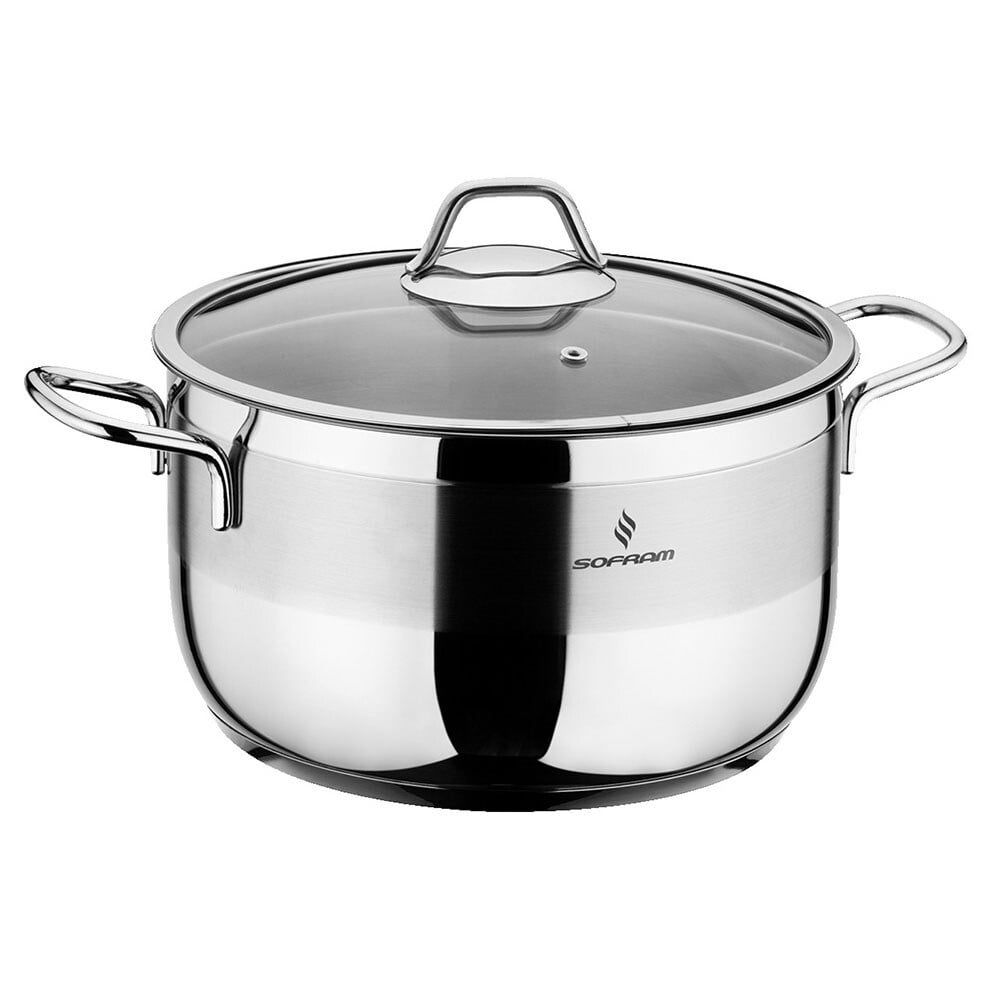 Sofram 4.65Qt Stainless Steel Stock Pot with Glass Lid