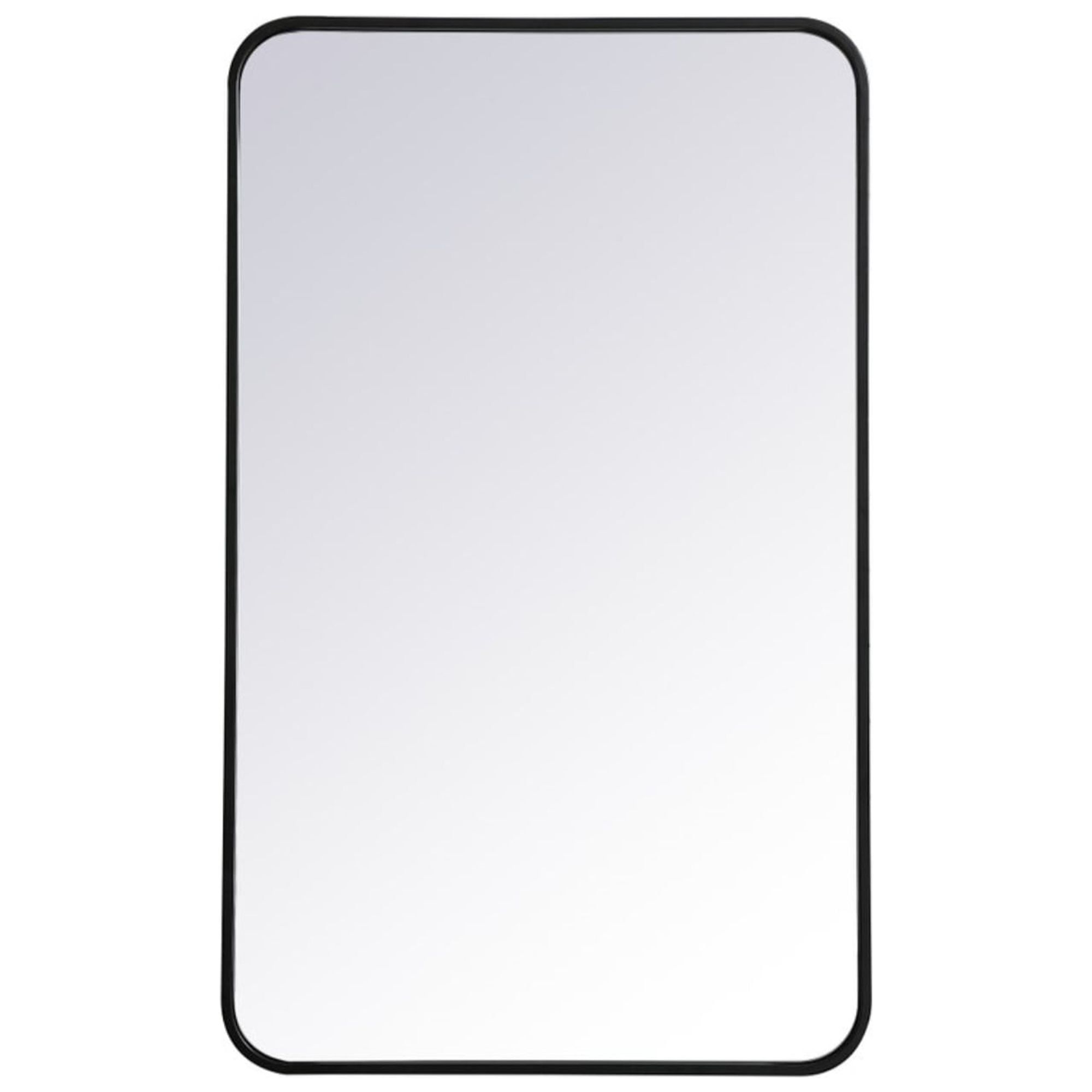 Evermore Contemporary Black Wood Rectangular Bathroom Mirror 22x36 inch