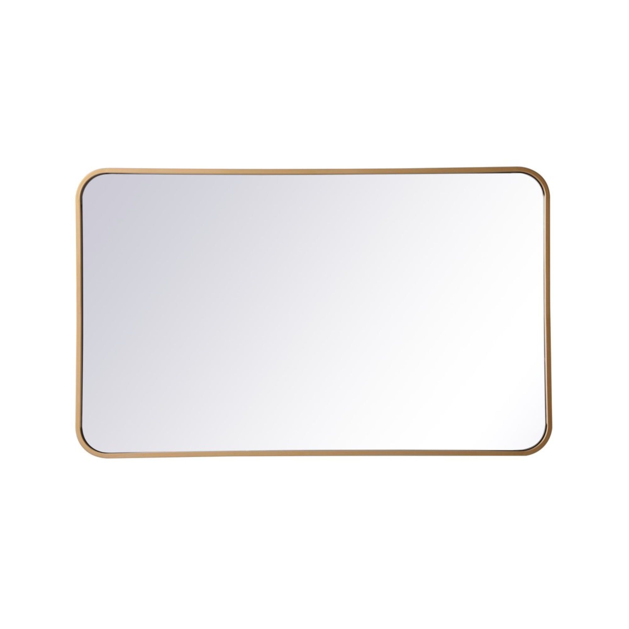 Contemporary Gold Brass Finish Rectangular Wood Vanity Mirror 22x36"